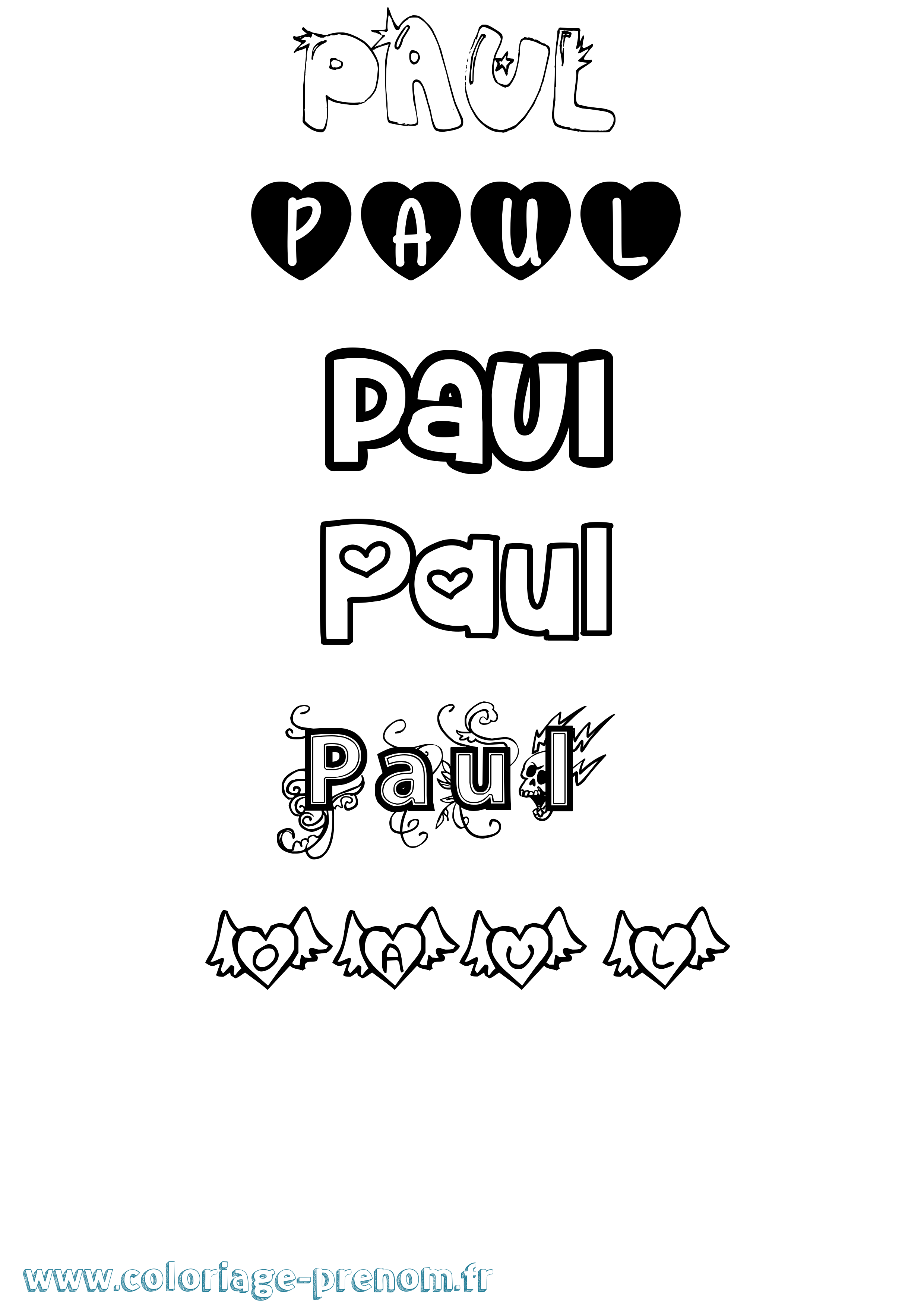 Coloriage prénom Paul Girly