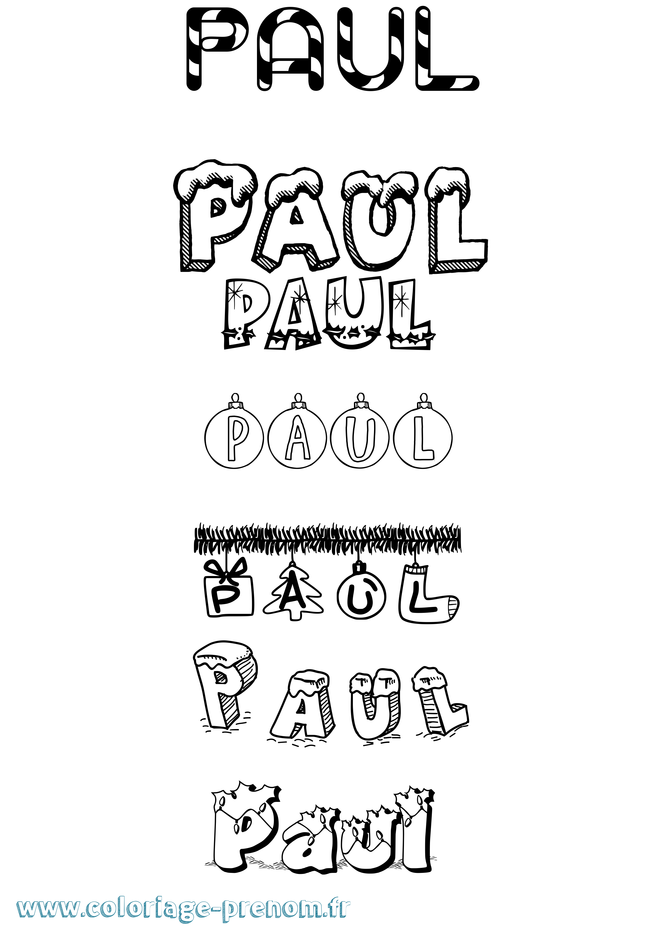Coloriage prénom Paul Noël