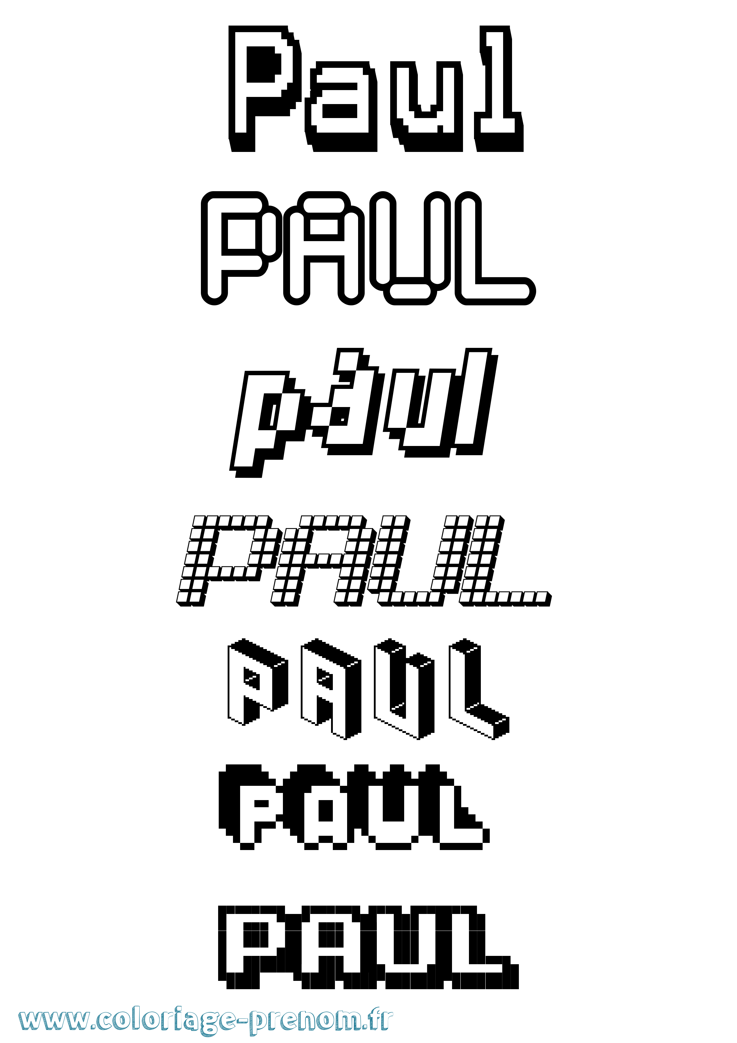 Coloriage prénom Paul Pixel