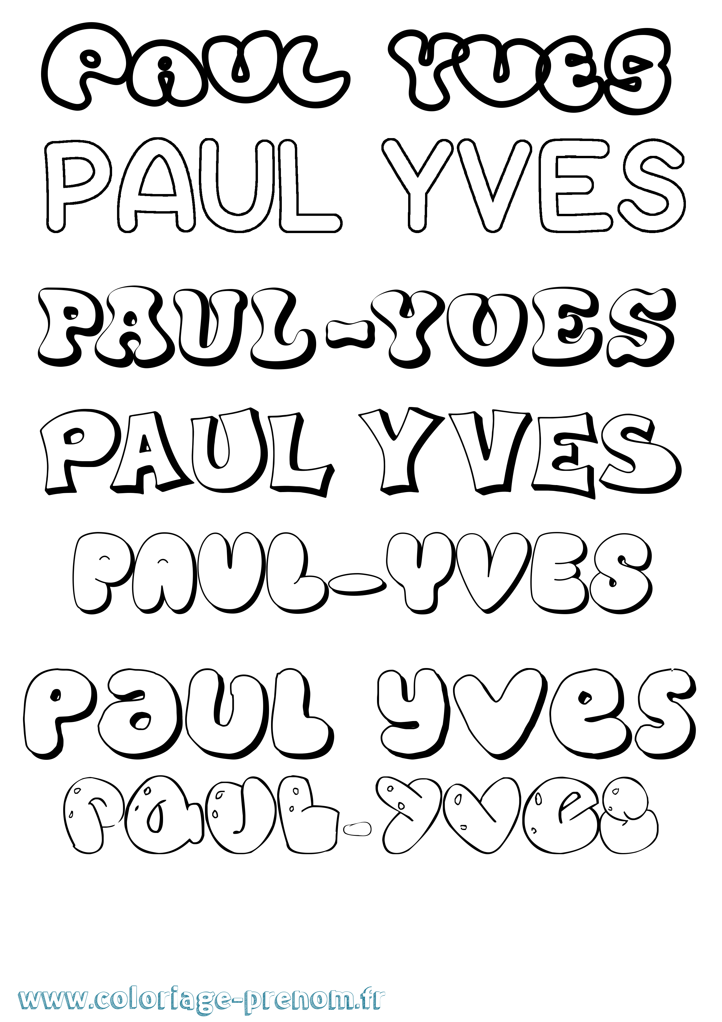 Coloriage prénom Paul-Yves Bubble