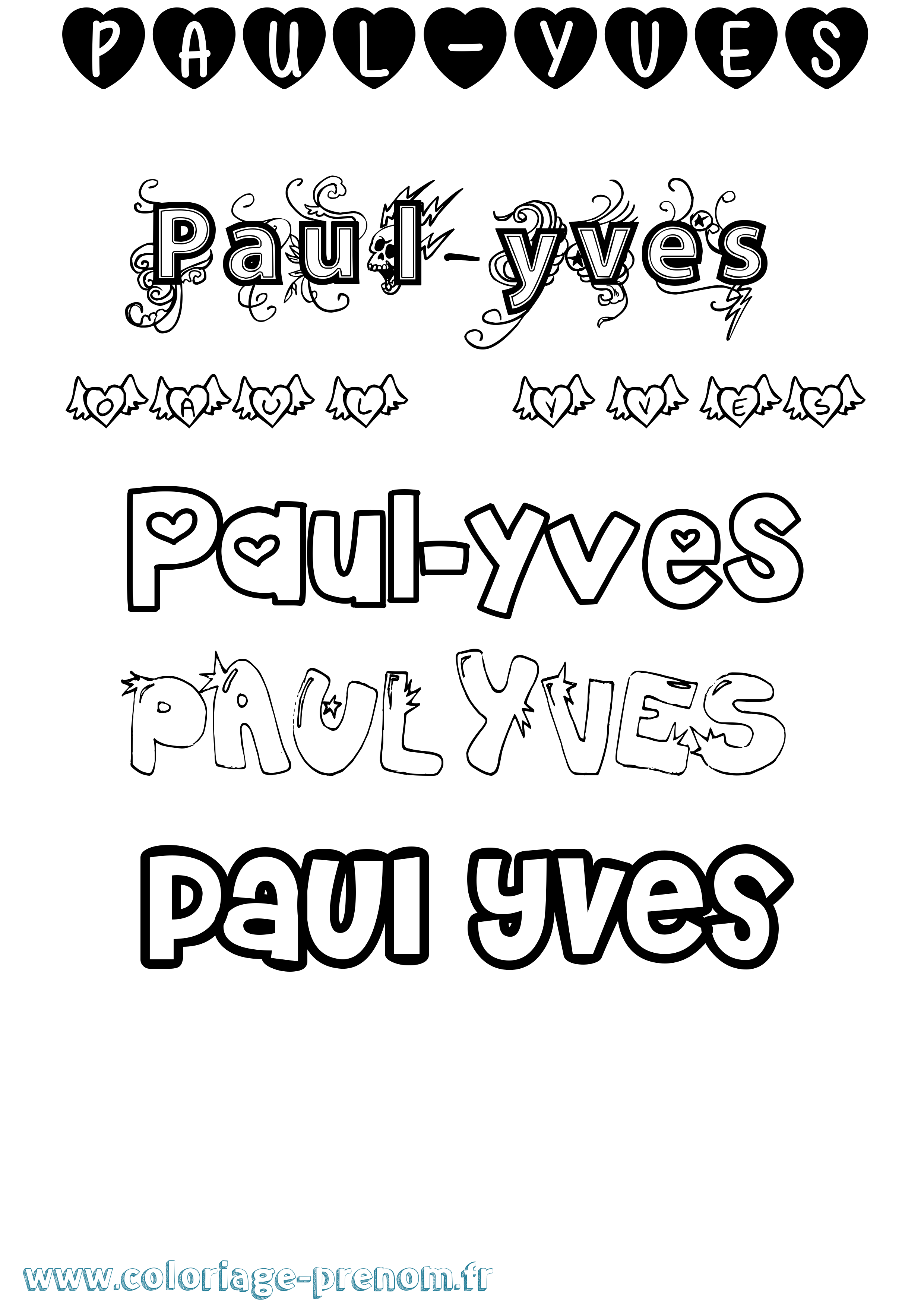 Coloriage prénom Paul-Yves Girly