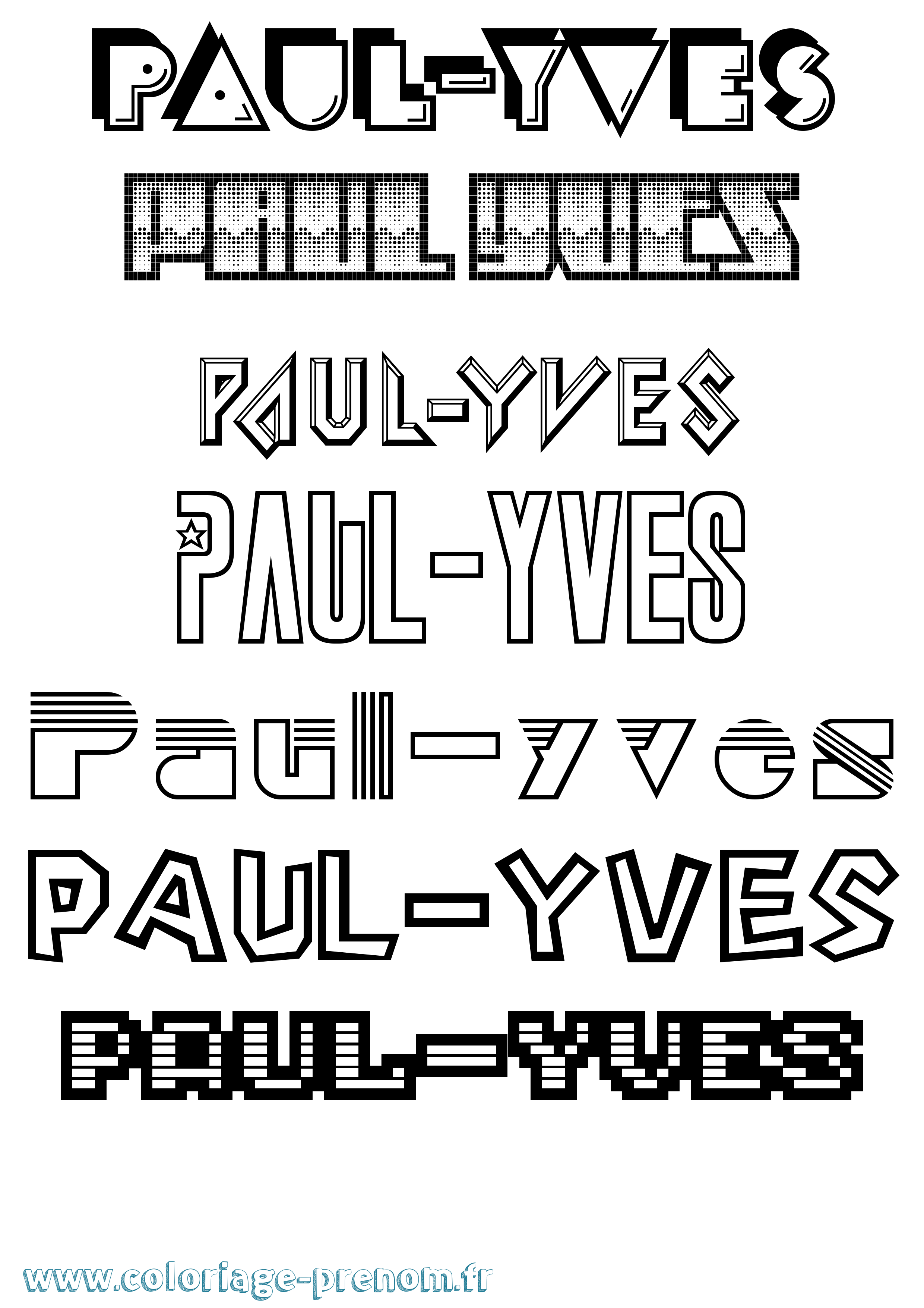Coloriage prénom Paul-Yves Jeux Vidéos