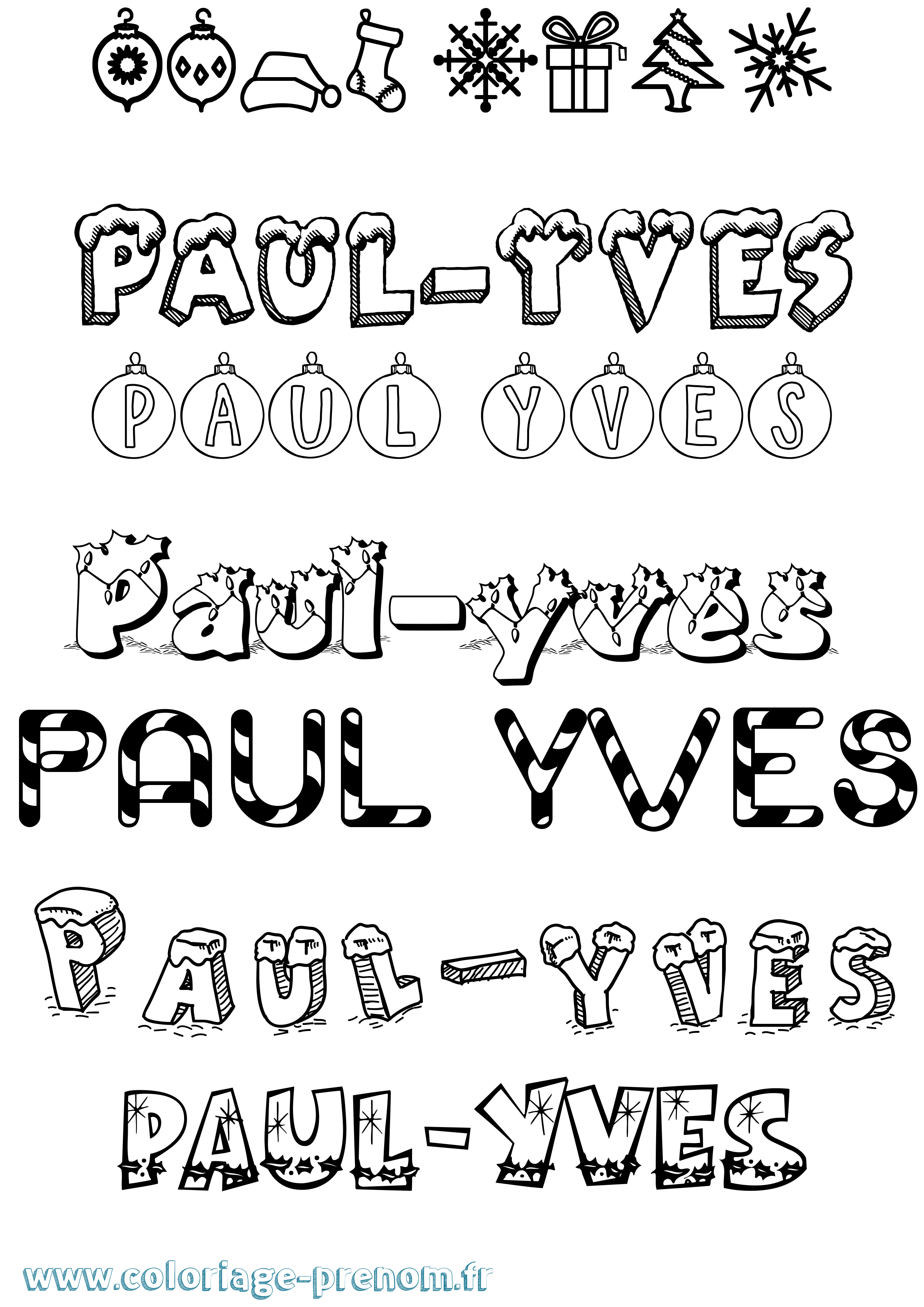 Coloriage prénom Paul-Yves Noël
