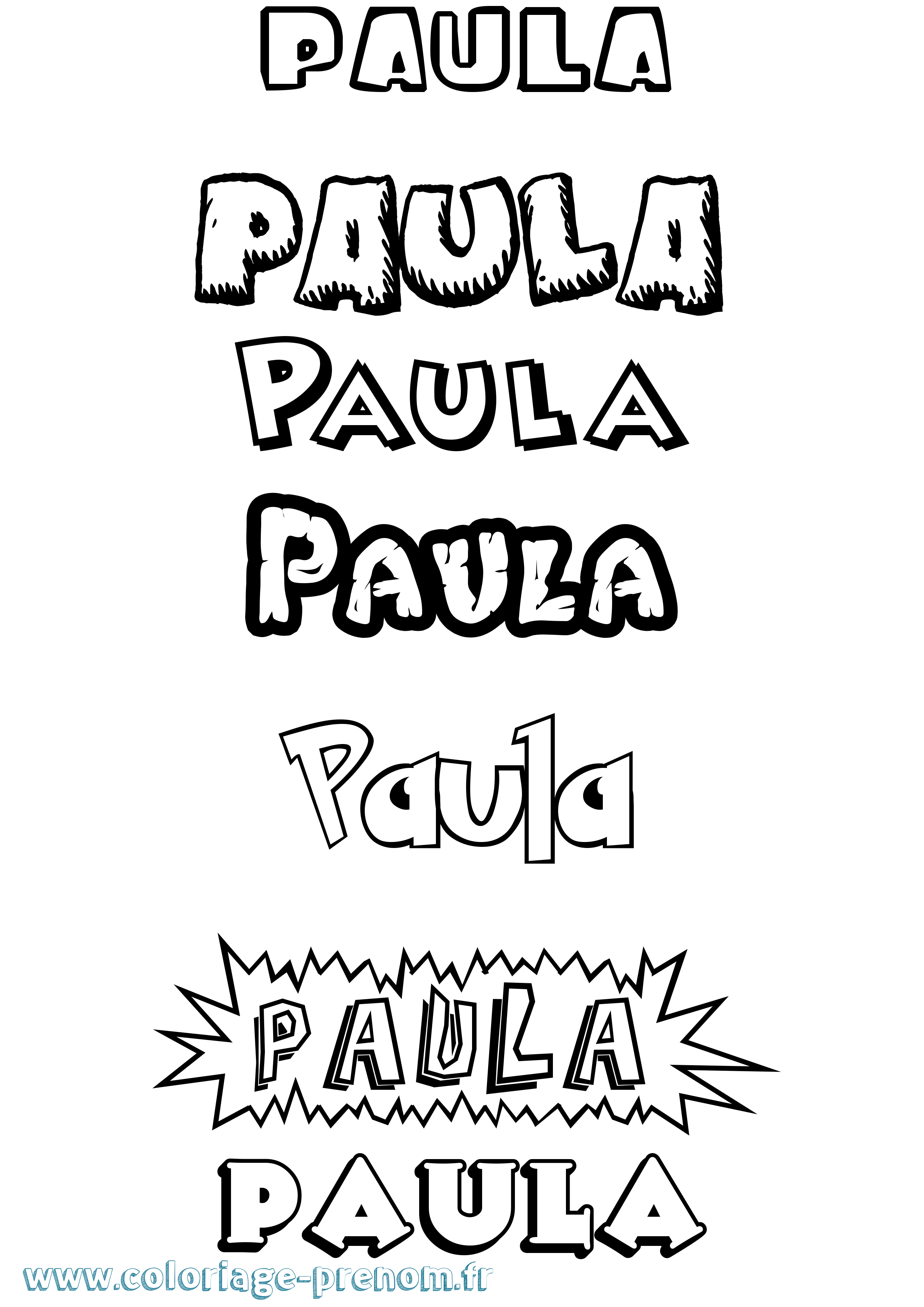 Coloriage prénom Paula Dessin Animé