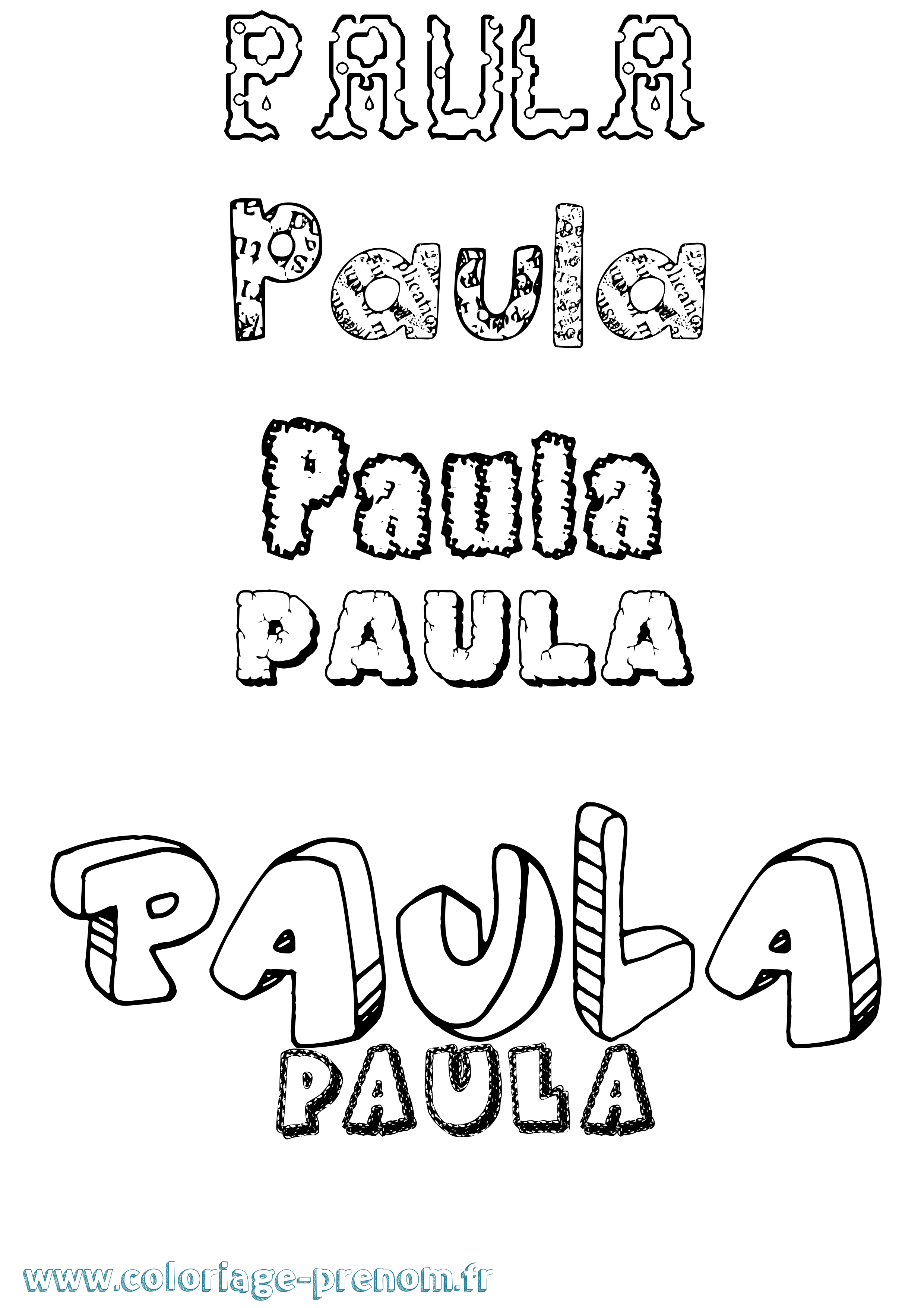 Coloriage prénom Paula Destructuré