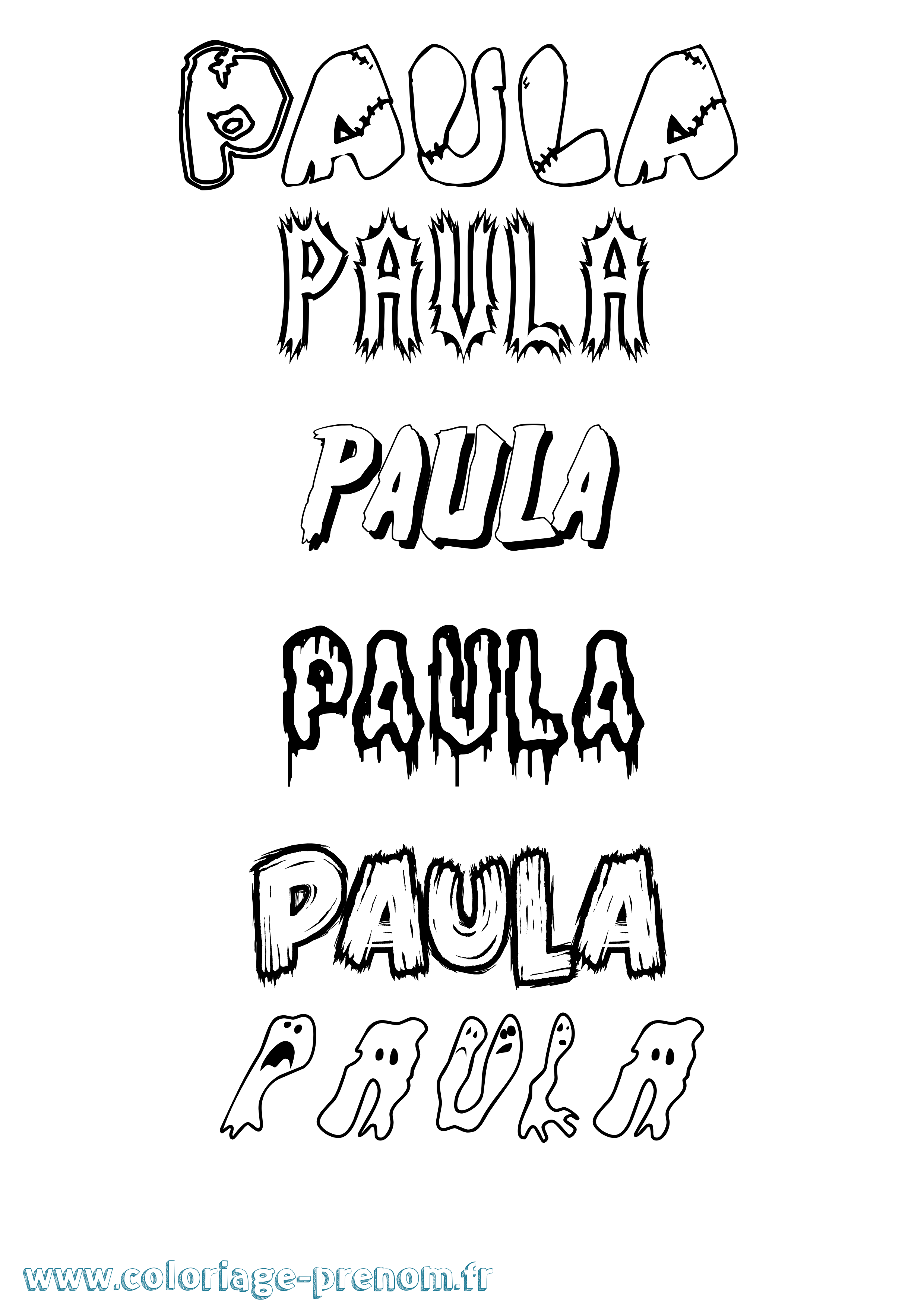 Coloriage prénom Paula Frisson