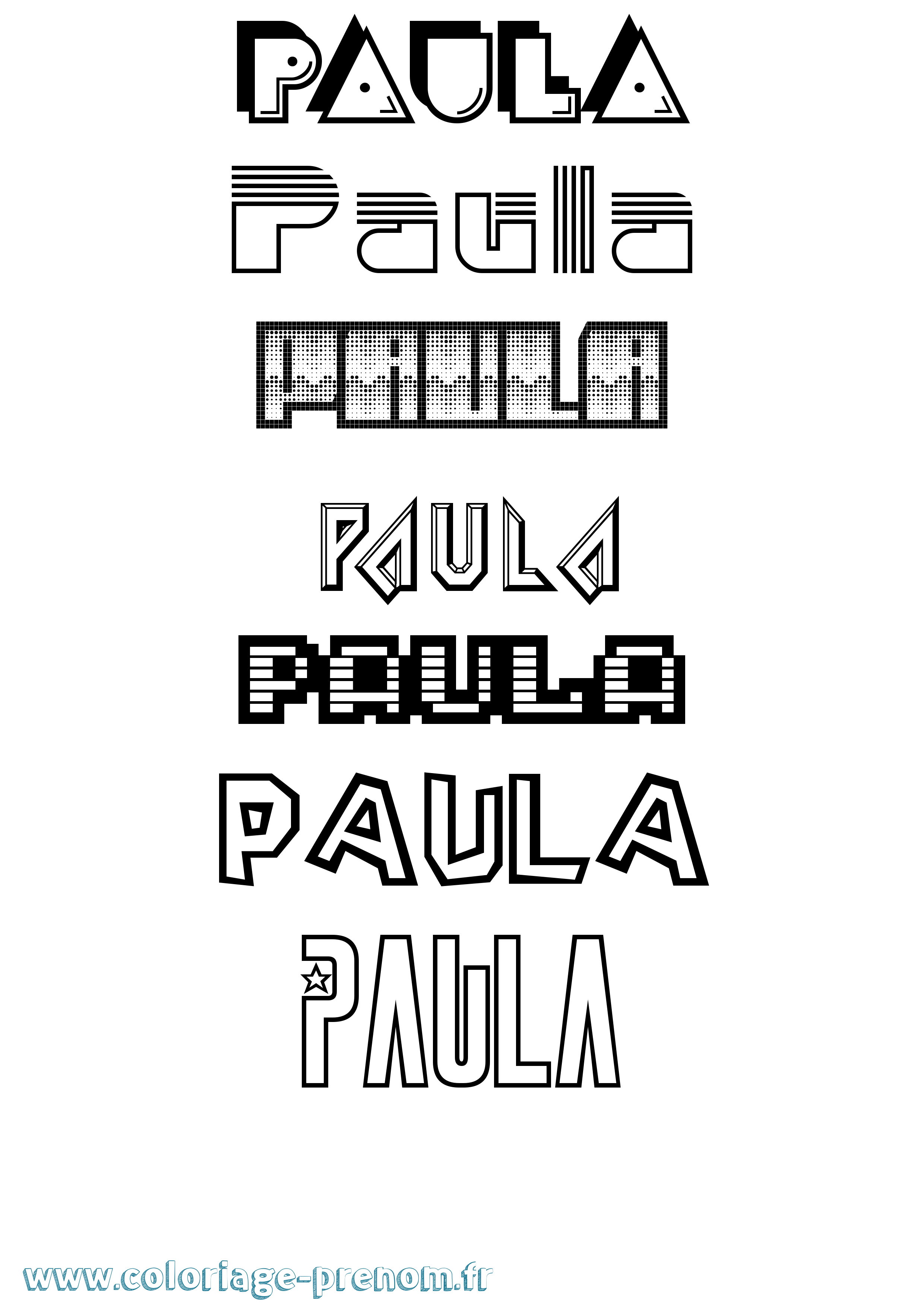 Coloriage prénom Paula Jeux Vidéos