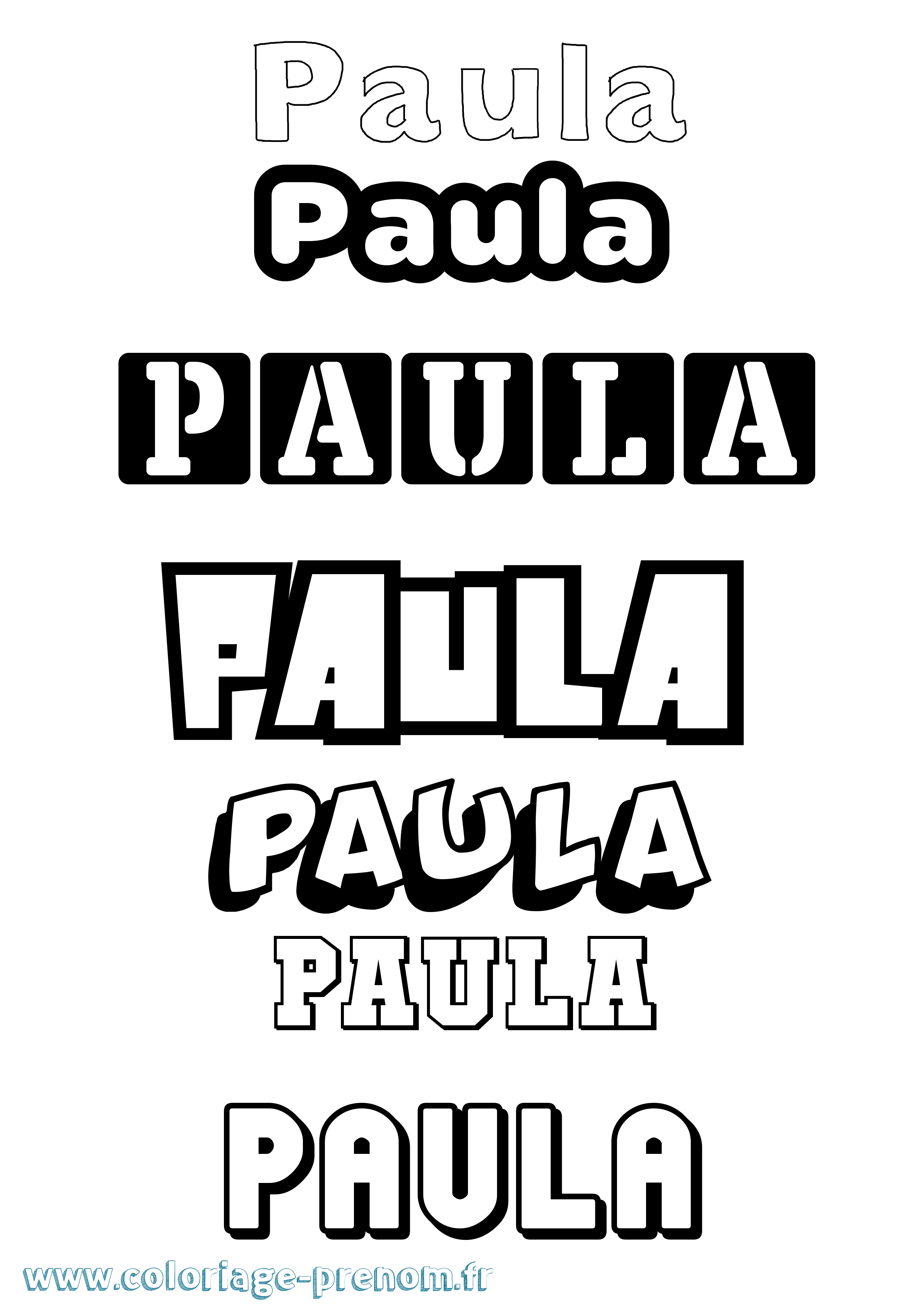 Coloriage prénom Paula Simple