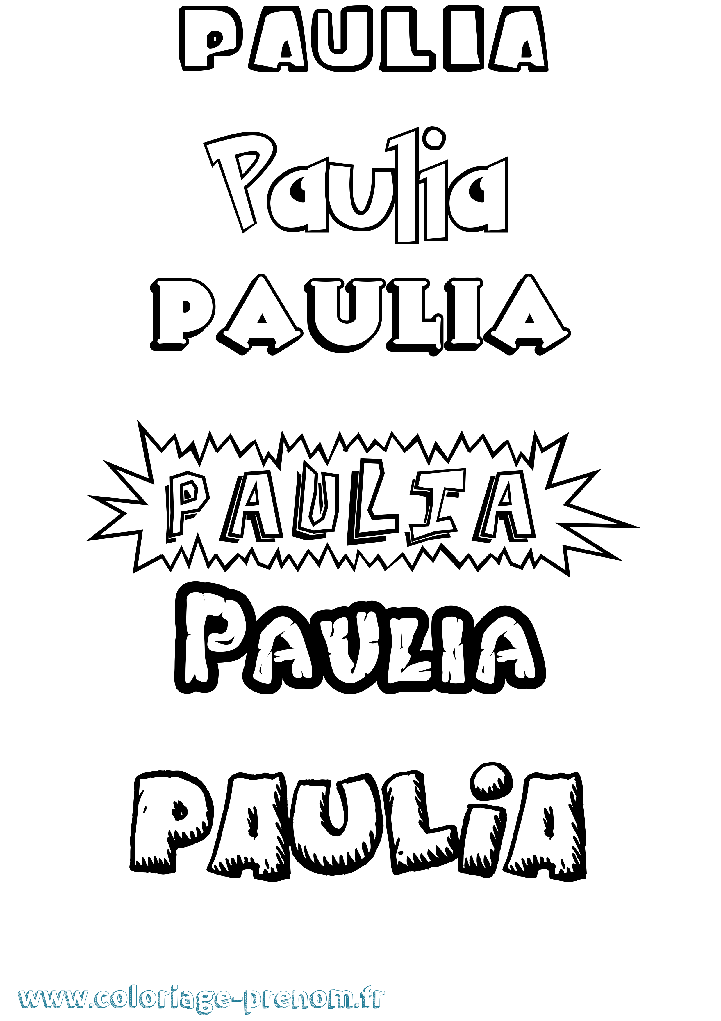 Coloriage prénom Paulia Dessin Animé