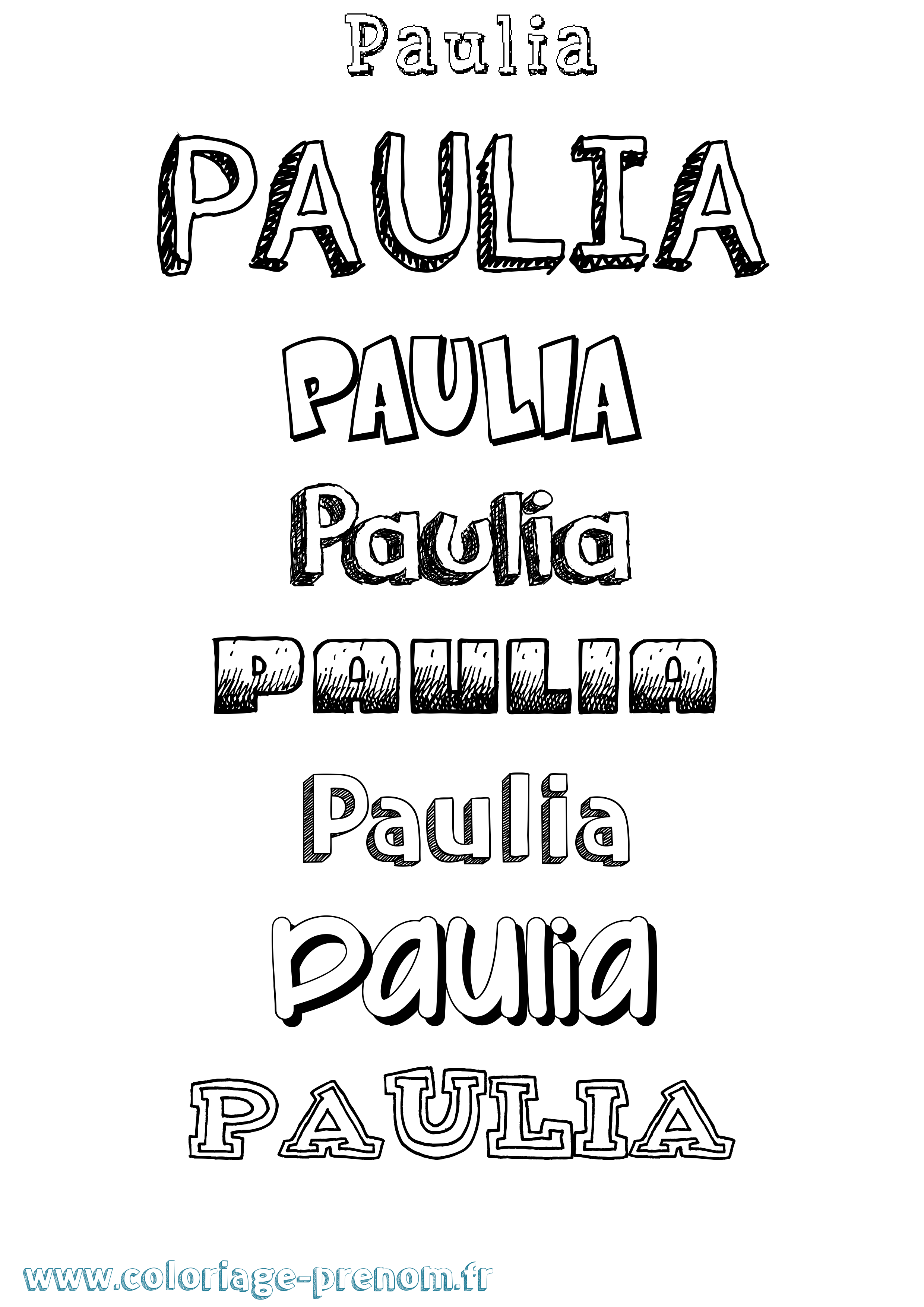 Coloriage prénom Paulia Dessiné