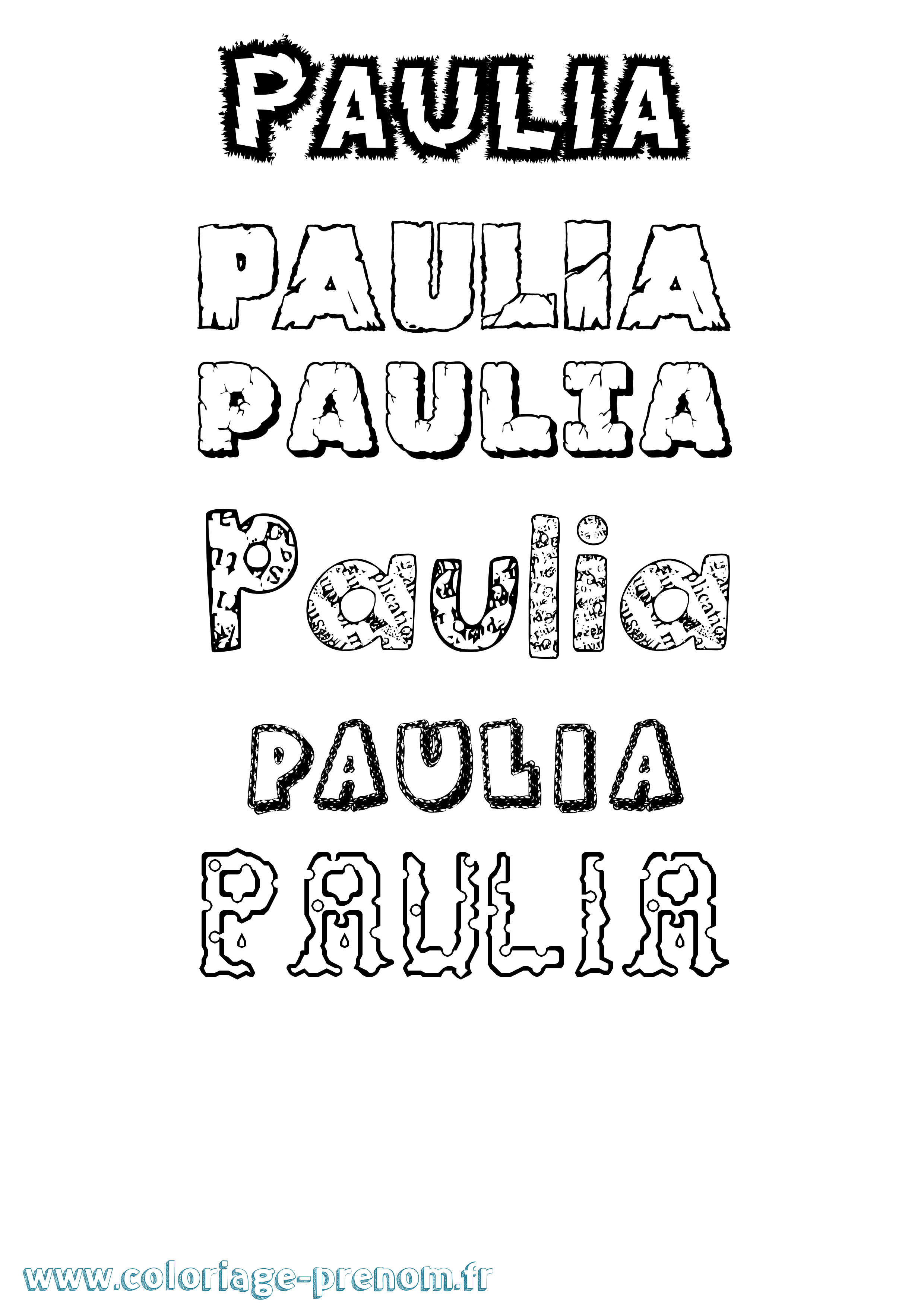 Coloriage prénom Paulia Destructuré