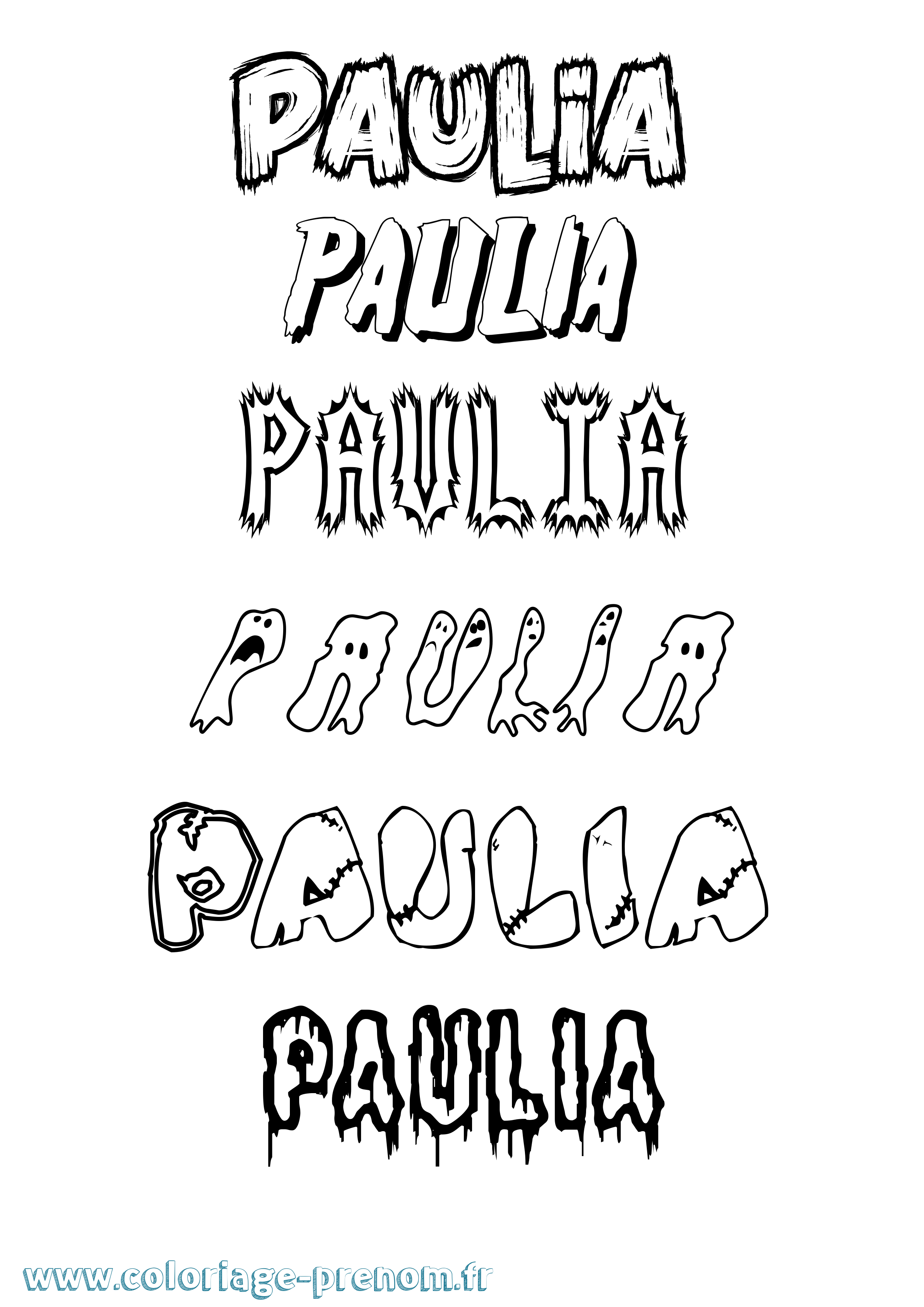 Coloriage prénom Paulia Frisson