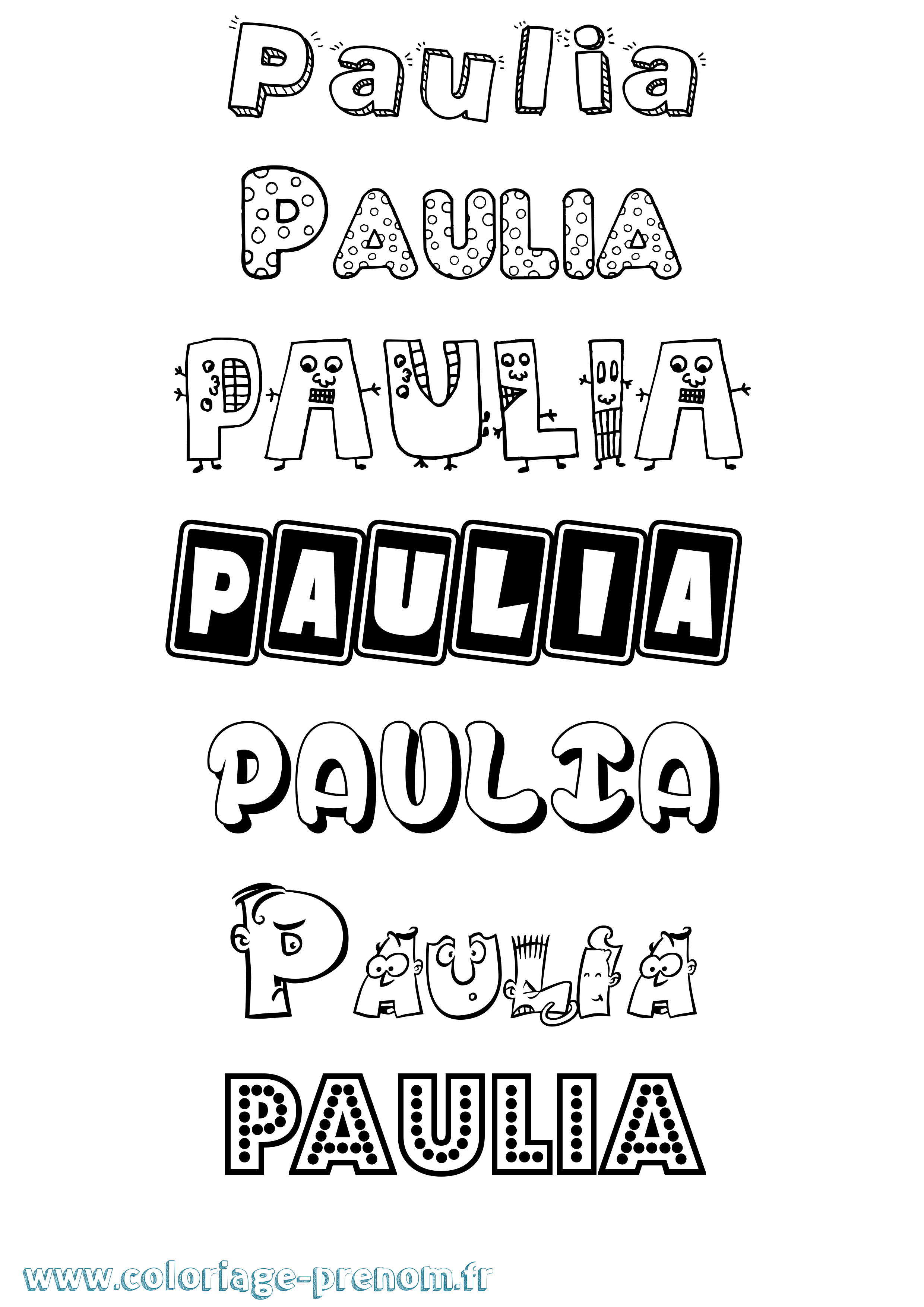 Coloriage prénom Paulia Fun