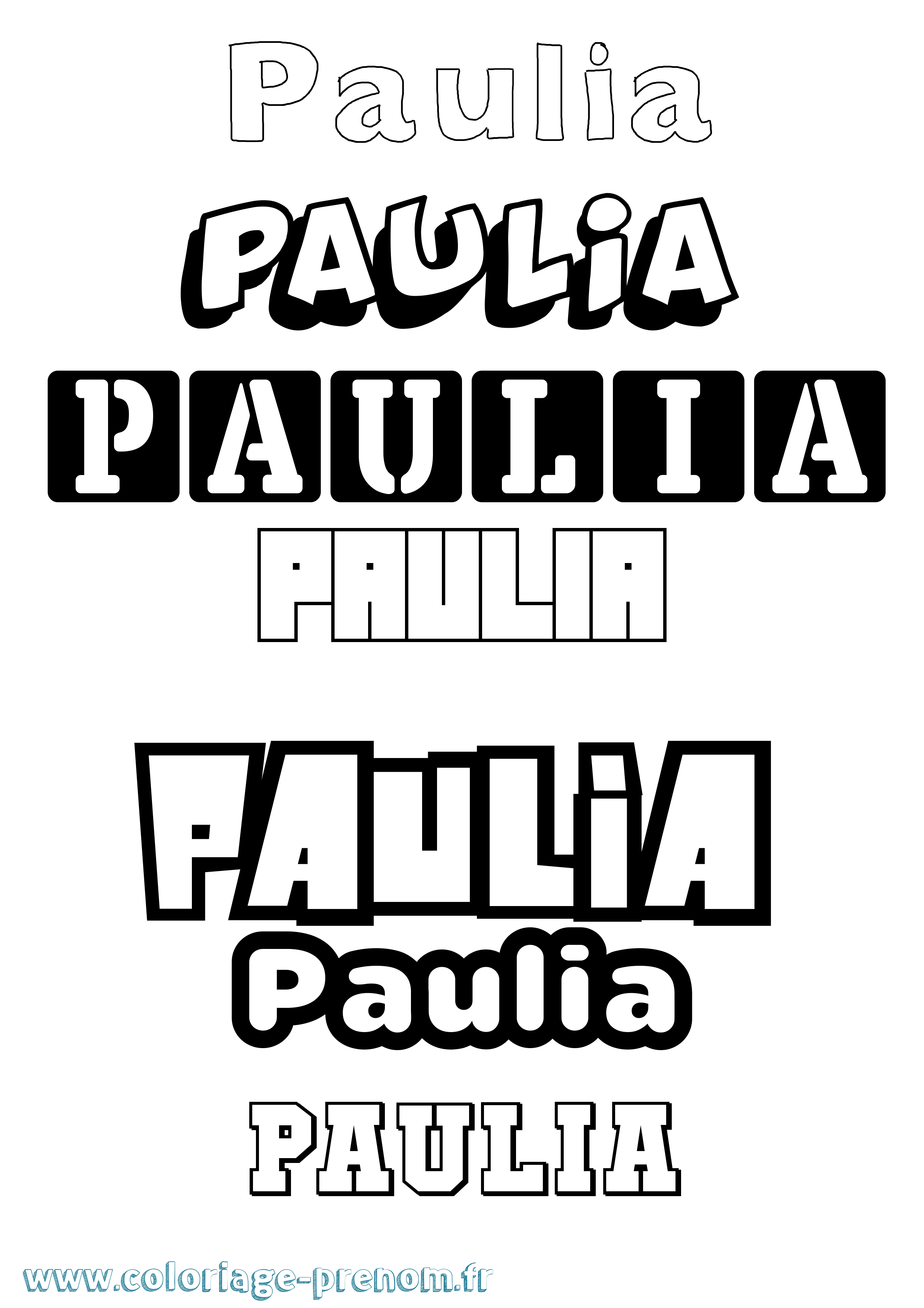 Coloriage prénom Paulia Simple