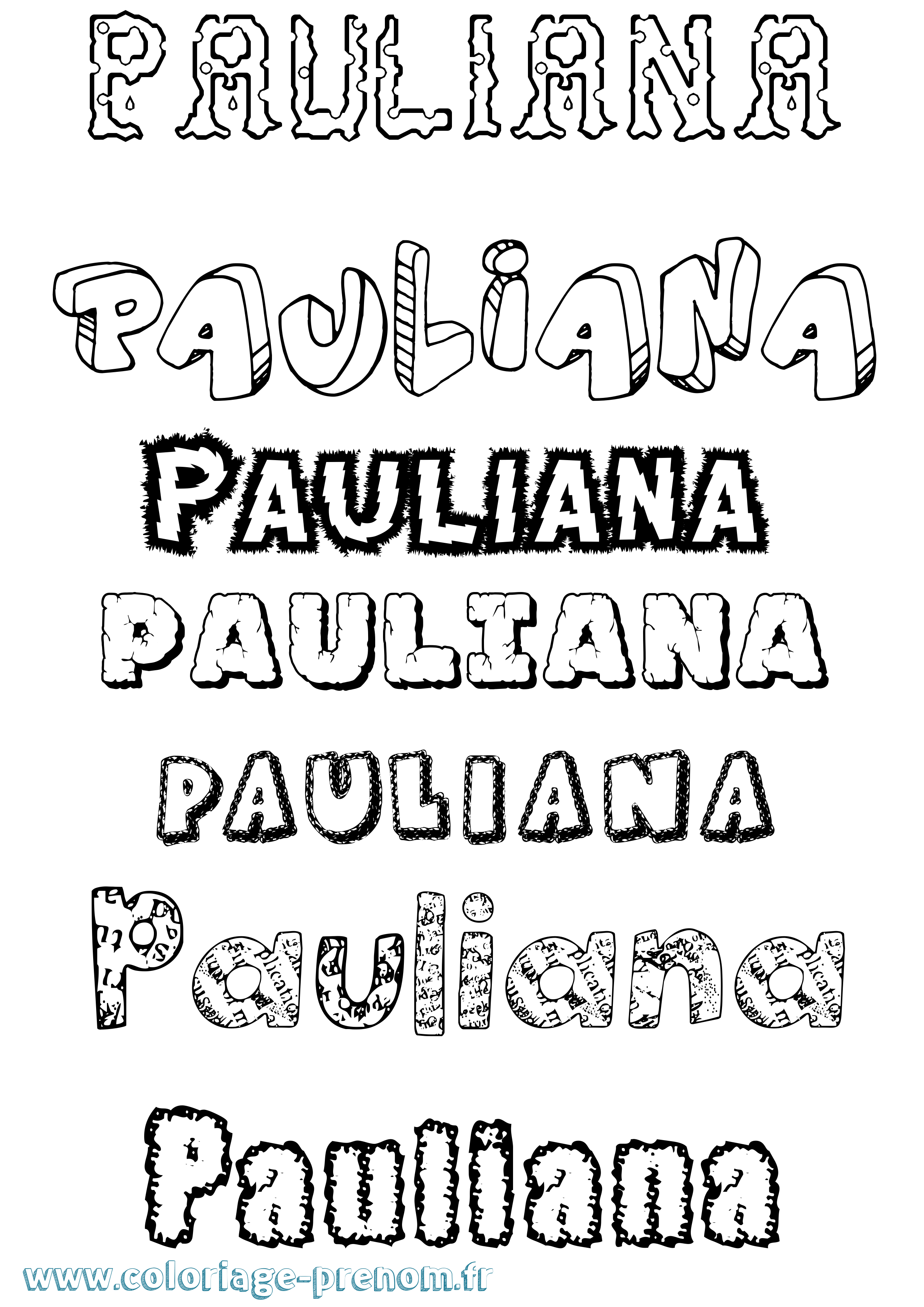 Coloriage prénom Pauliana Destructuré