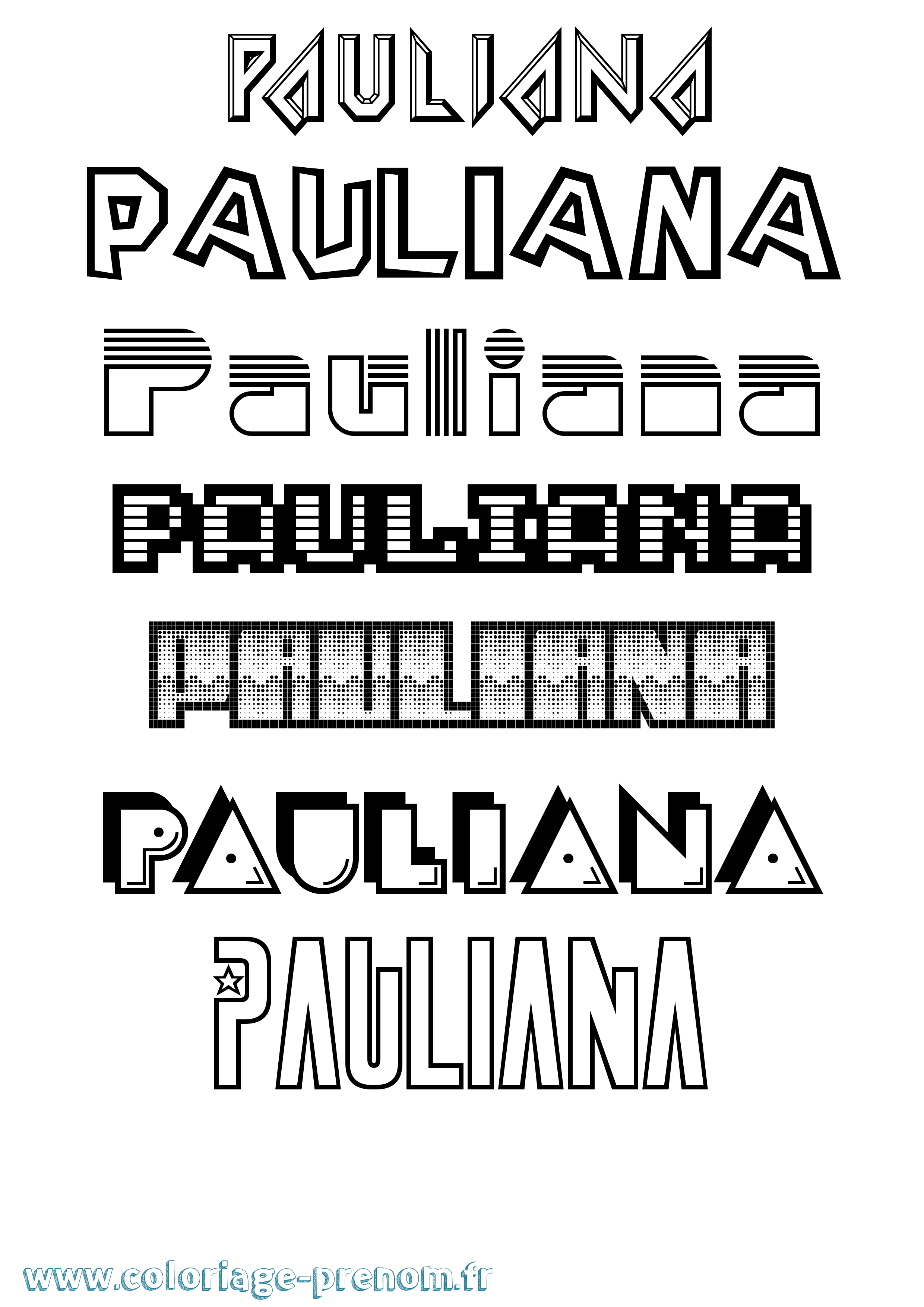 Coloriage prénom Pauliana Jeux Vidéos