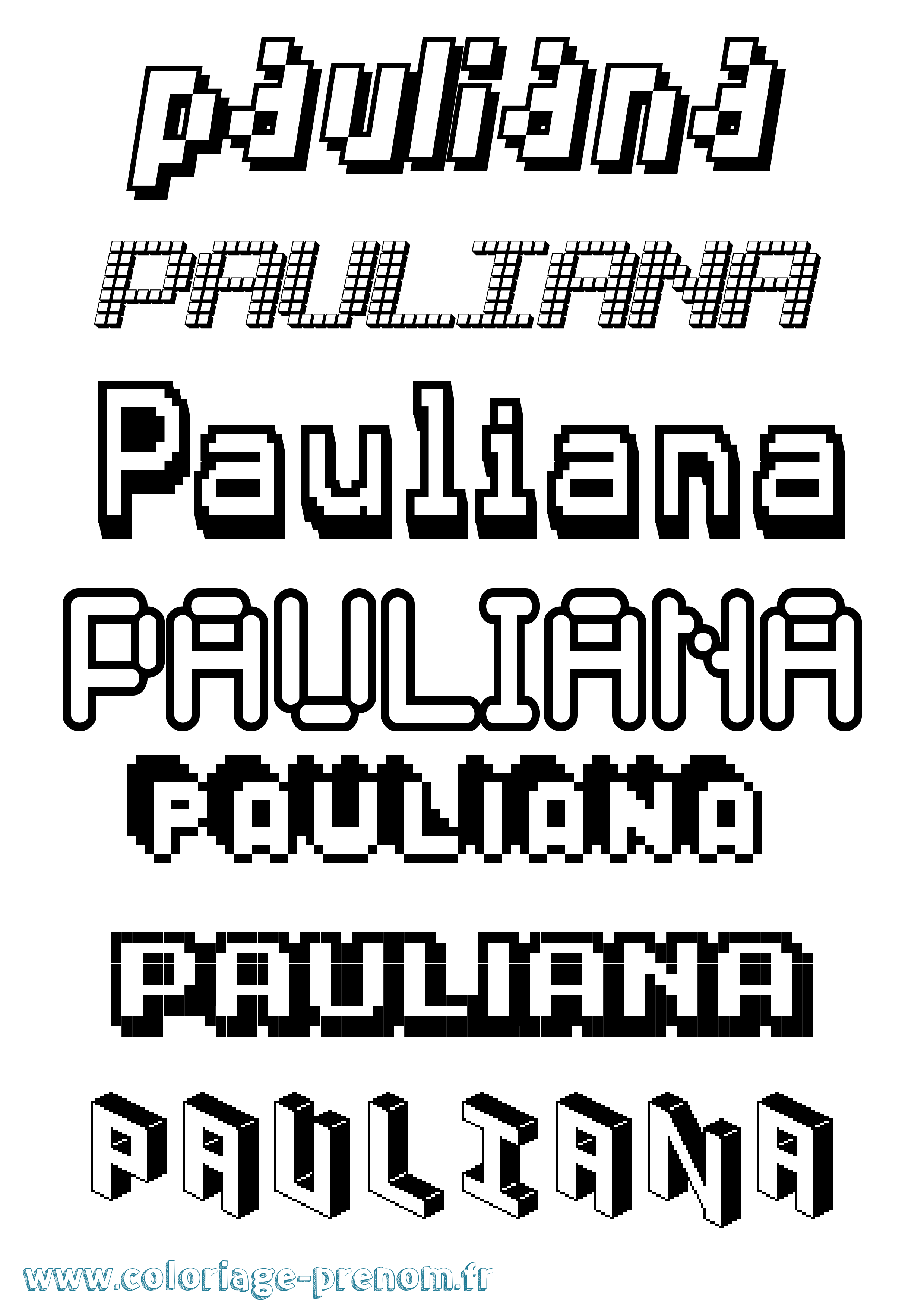 Coloriage prénom Pauliana Pixel