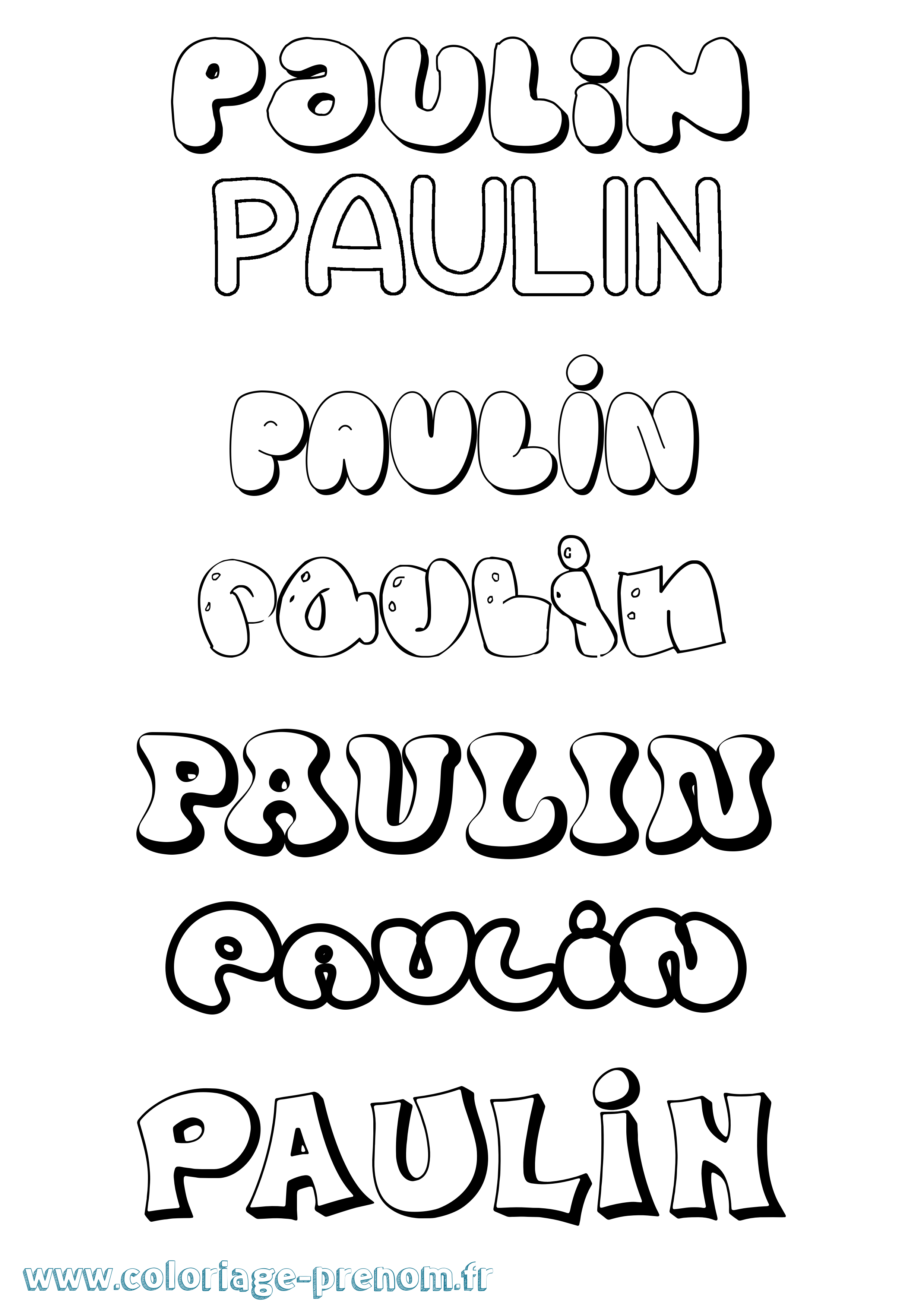 Coloriage prénom Paulin Bubble