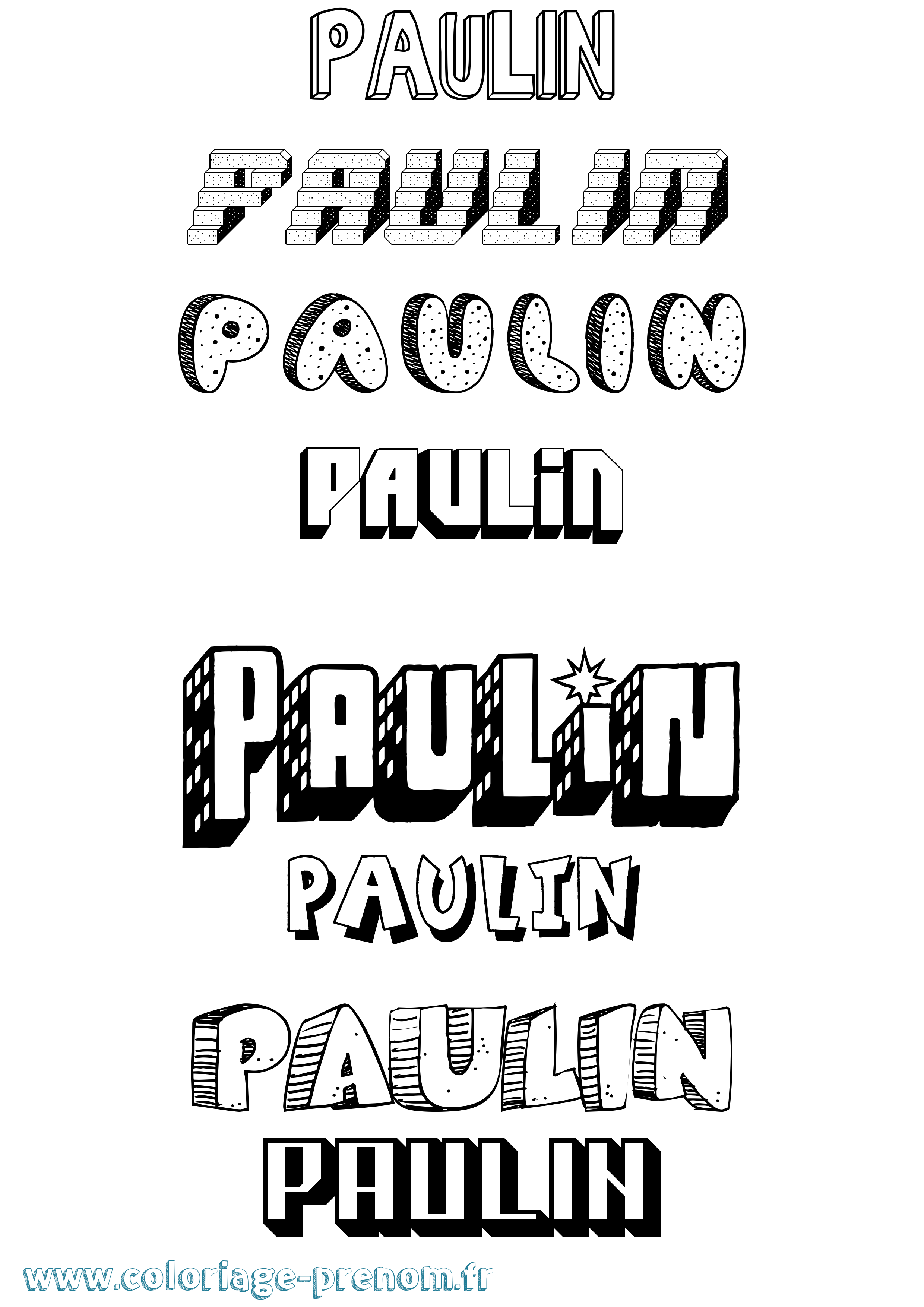Coloriage Paulin Effet 3D Coloriage prénom Paulin Effet 3D