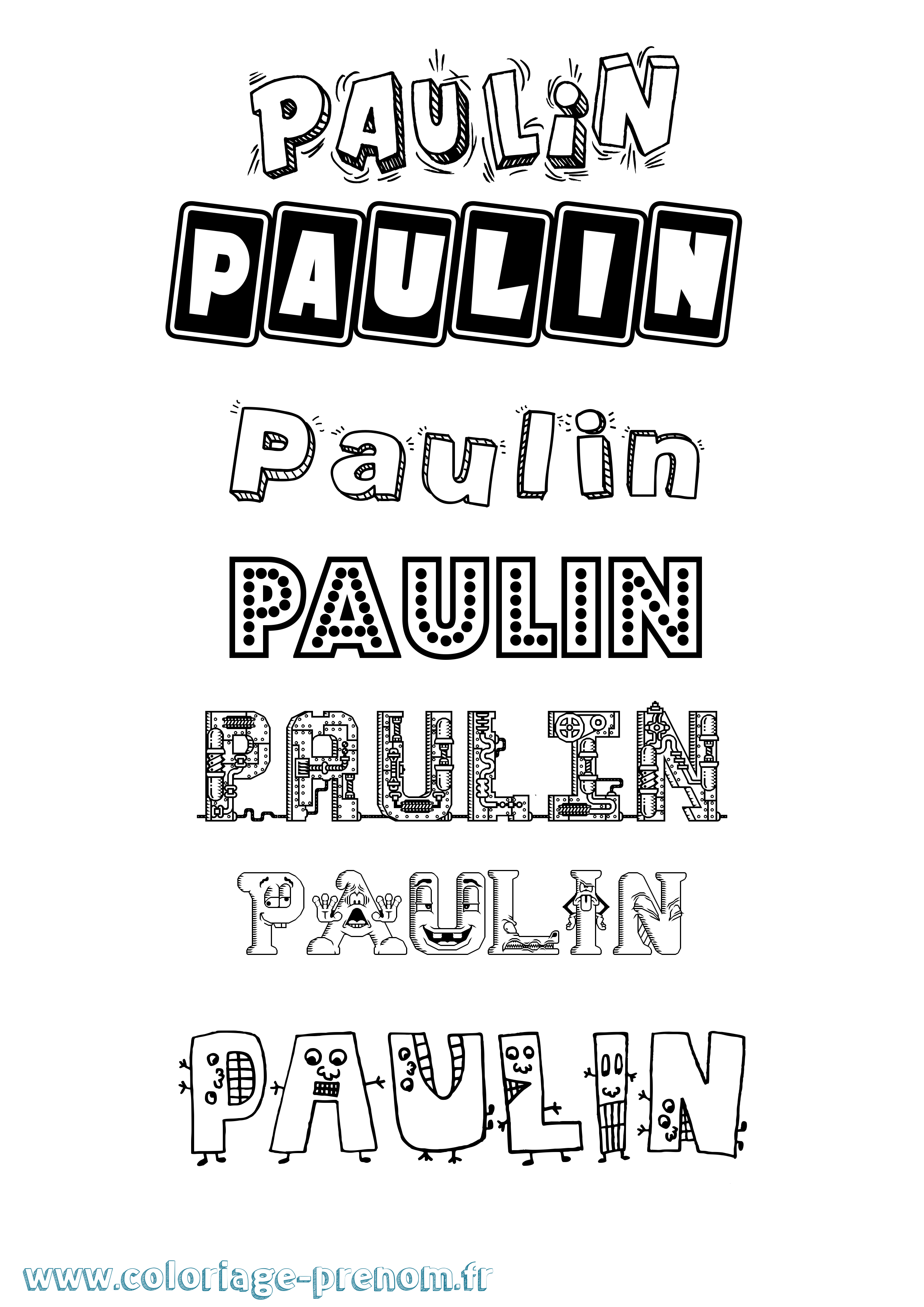 Coloriage prénom Paulin Fun