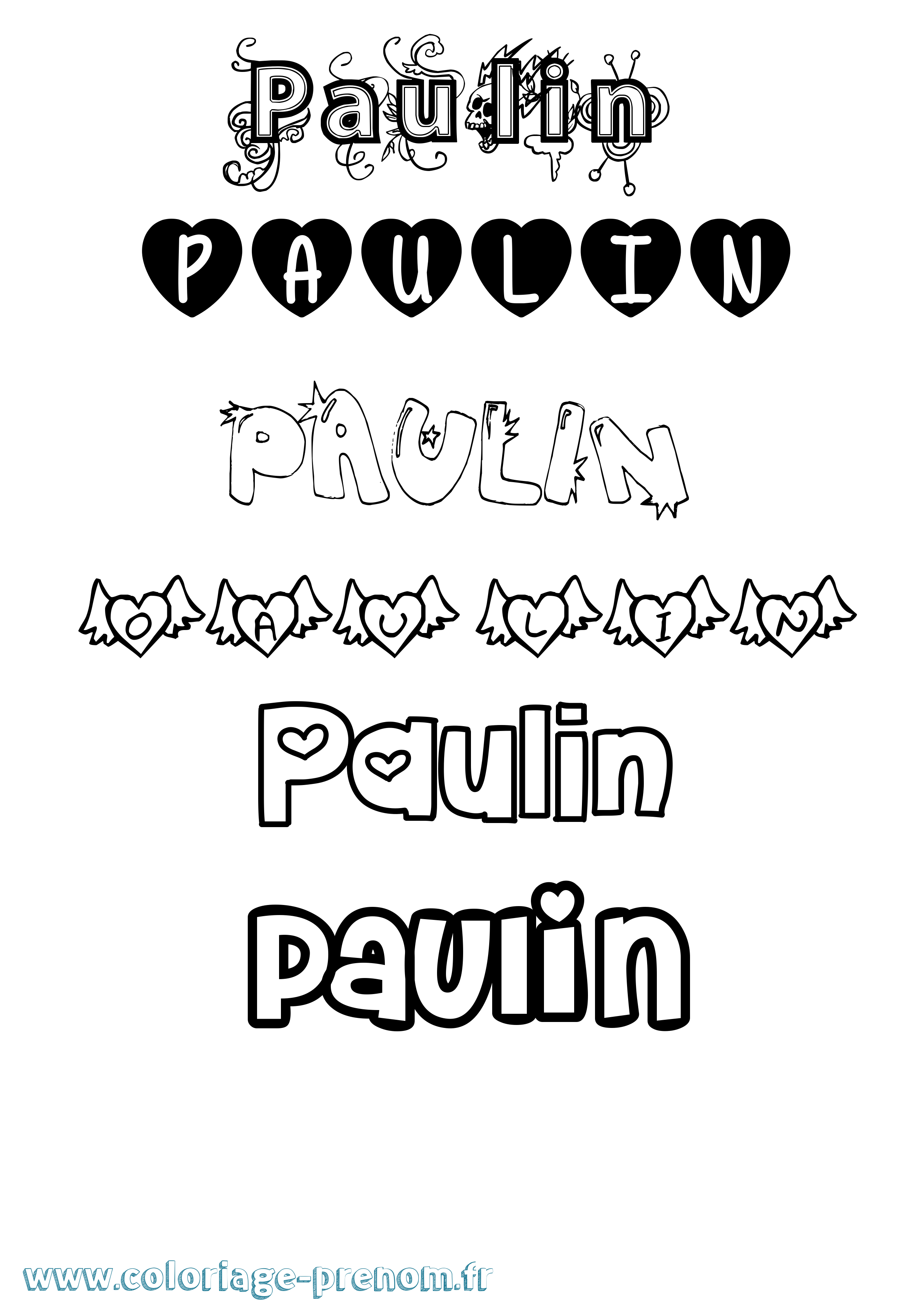 Coloriage Paulin Girly Coloriage prénom Paulin Girly