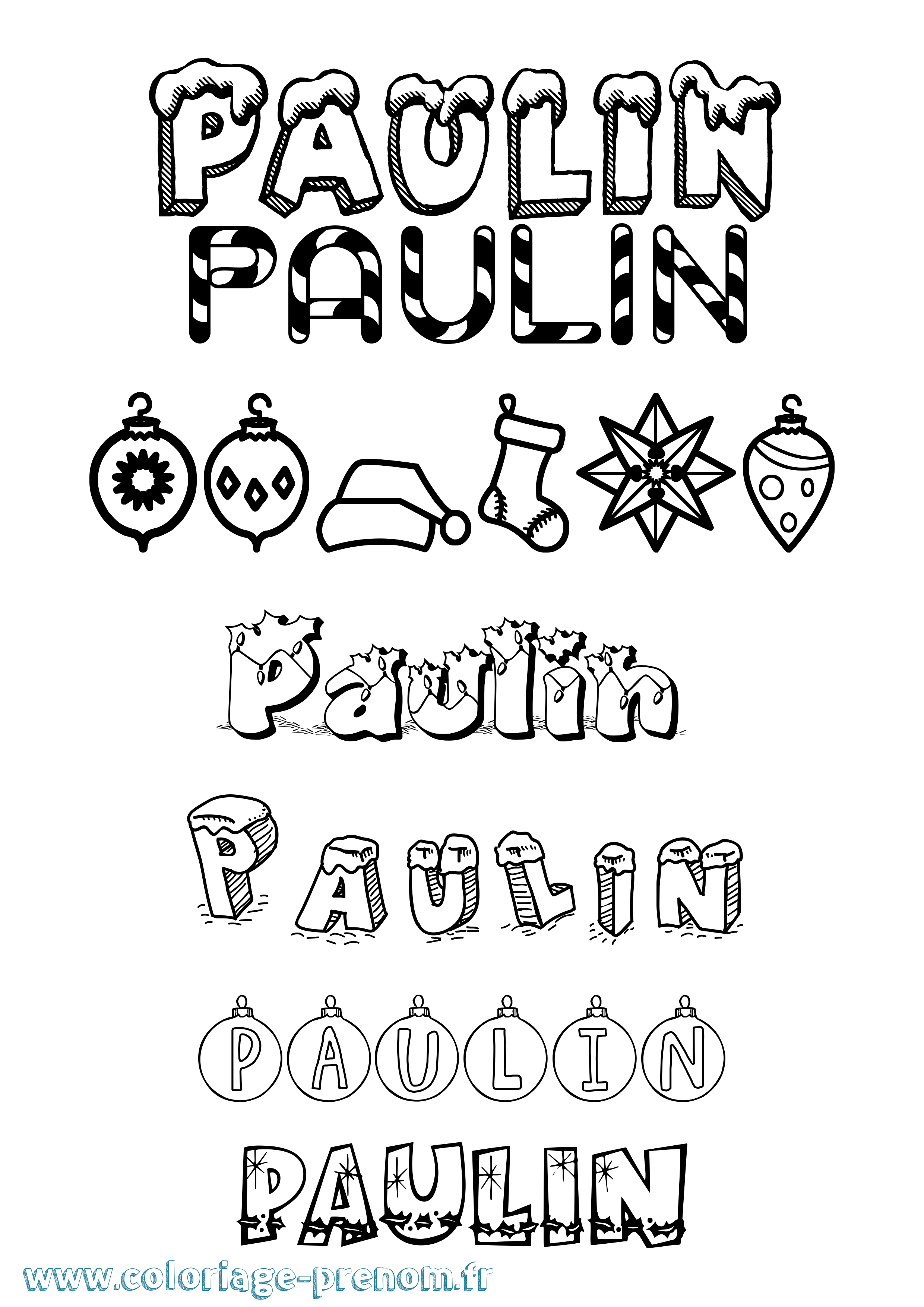 Coloriage Paulin Noël Coloriage prénom Paulin Noël