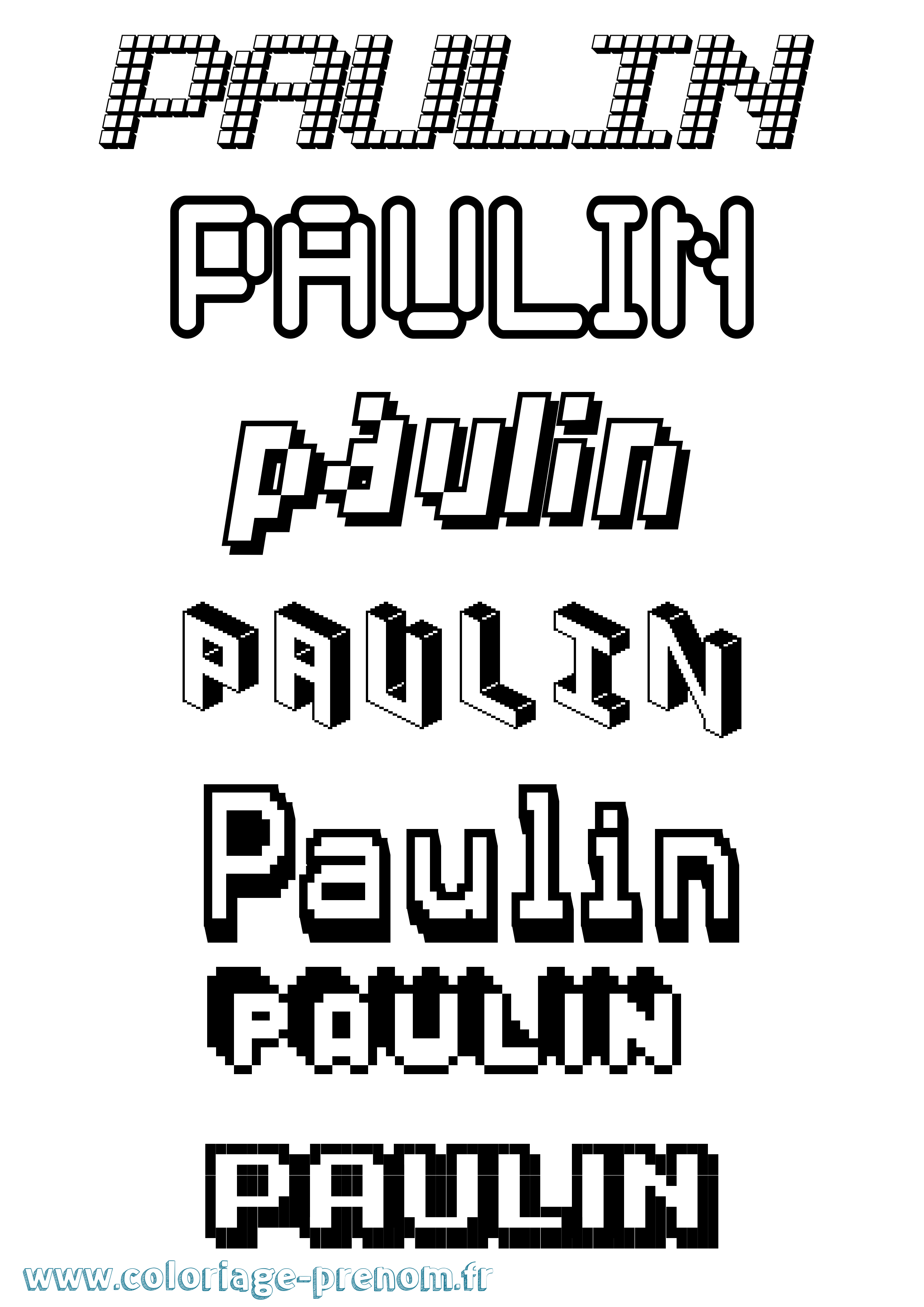 Coloriage prénom Paulin Pixel