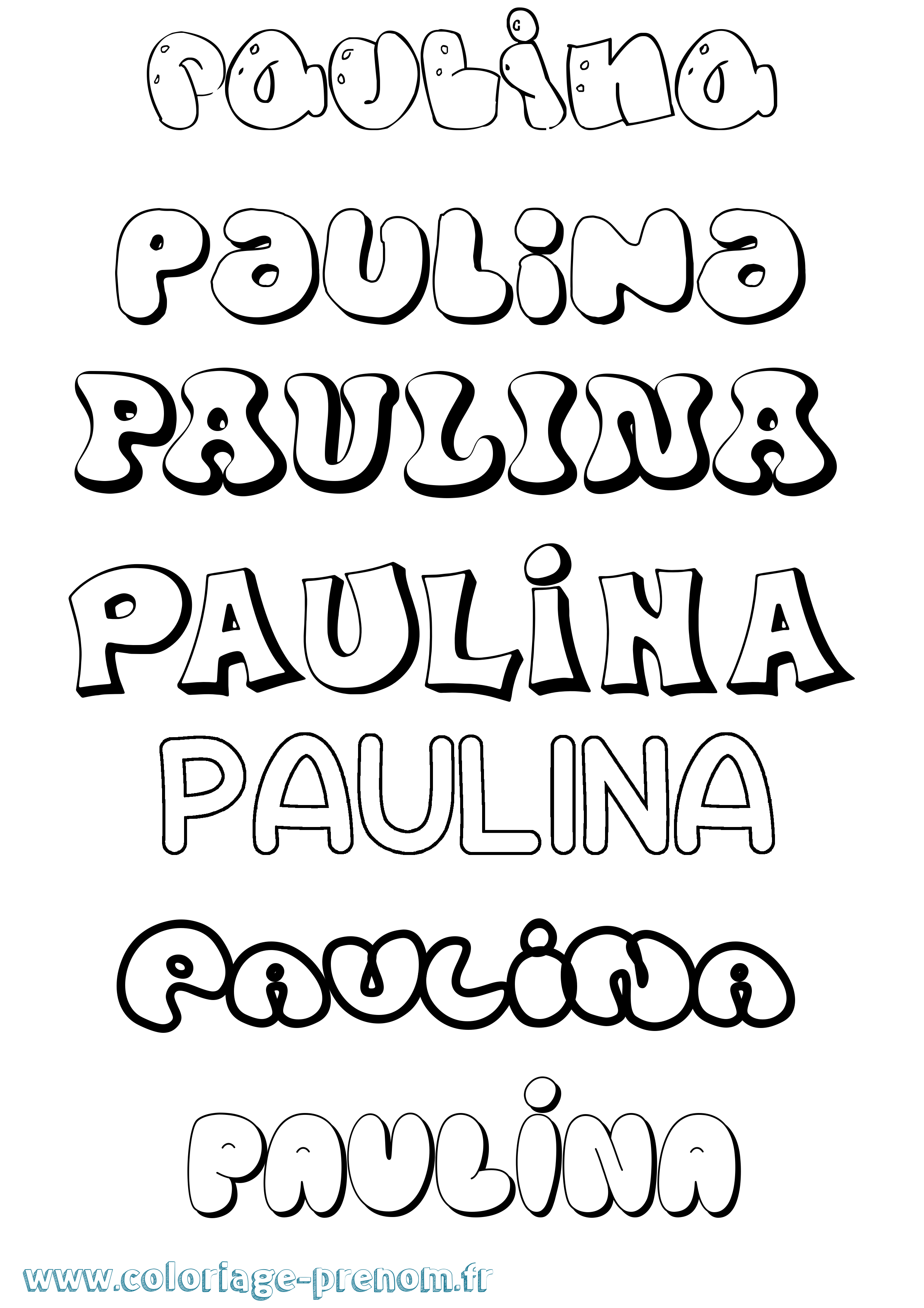 Coloriage prénom Paulina Bubble