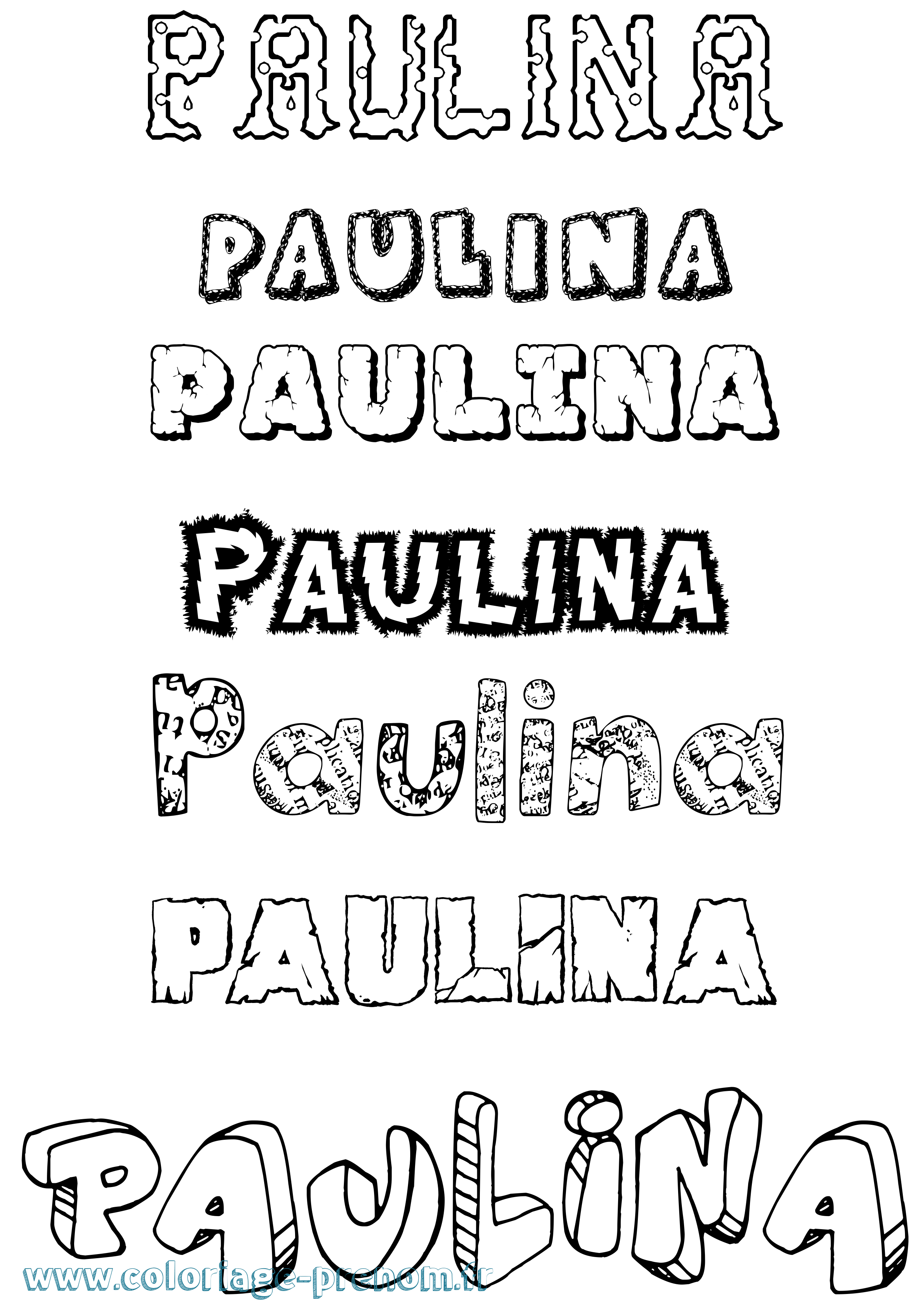 Coloriage prénom Paulina Destructuré