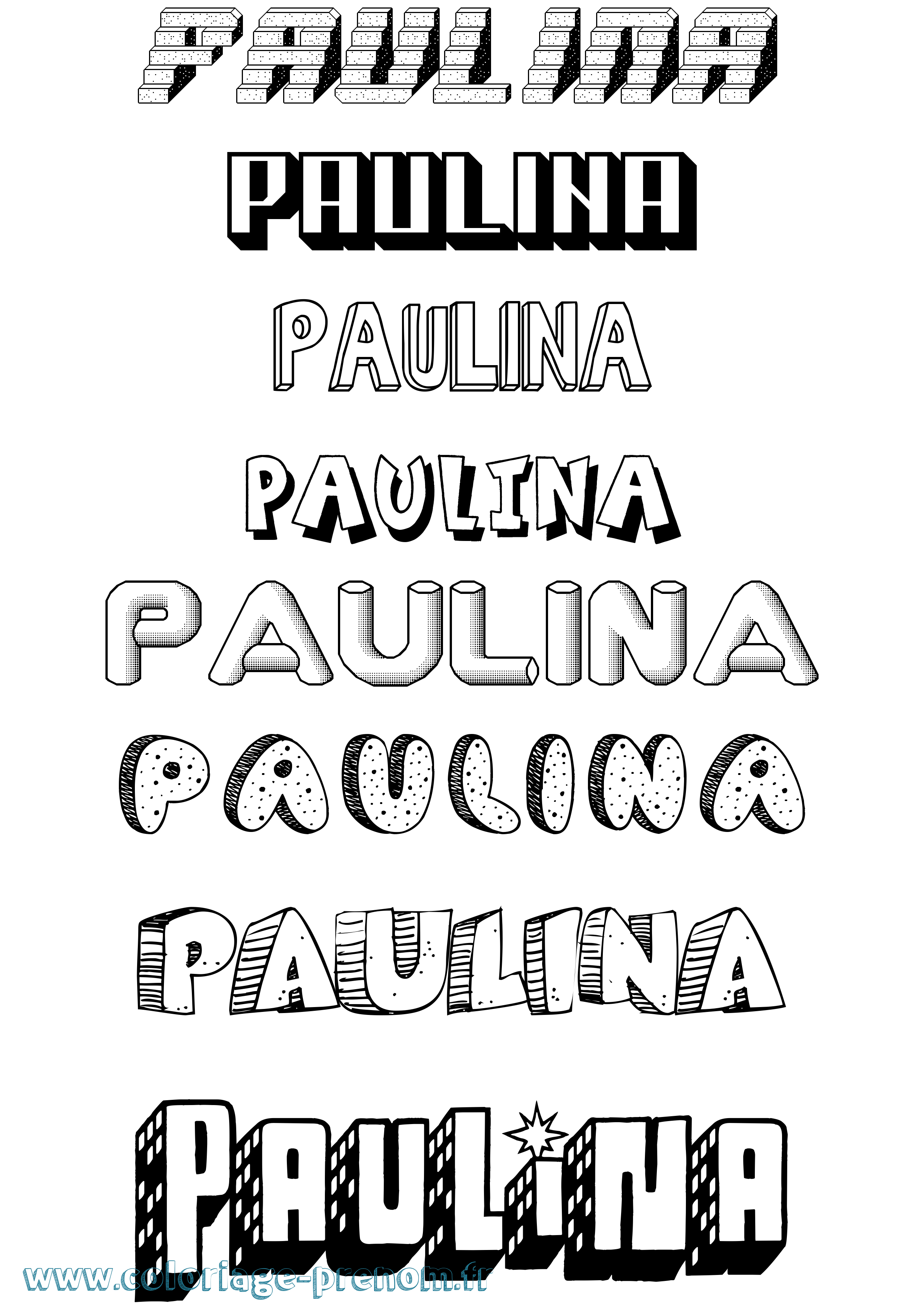 Coloriage prénom Paulina Effet 3D