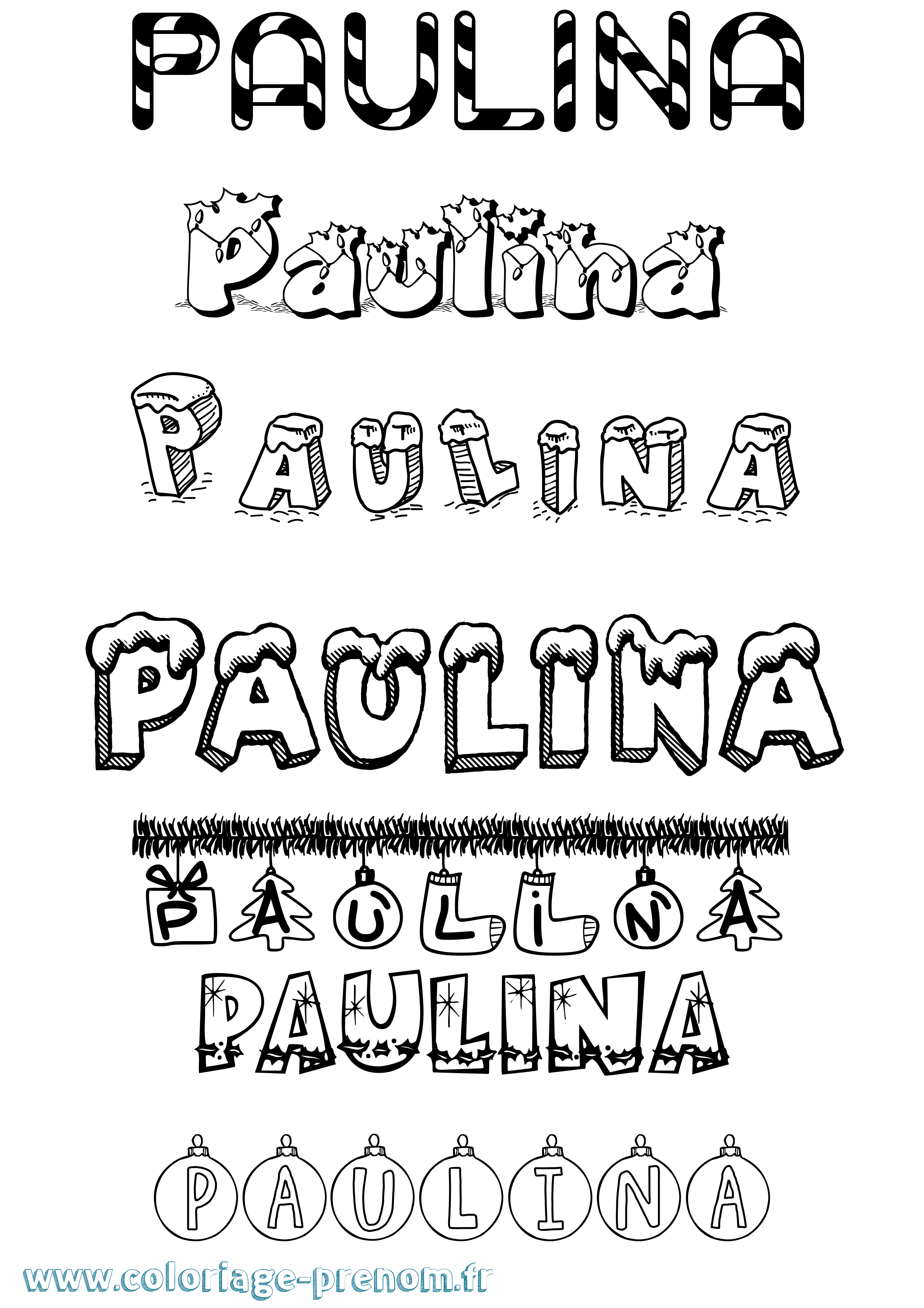 Coloriage prénom Paulina Noël