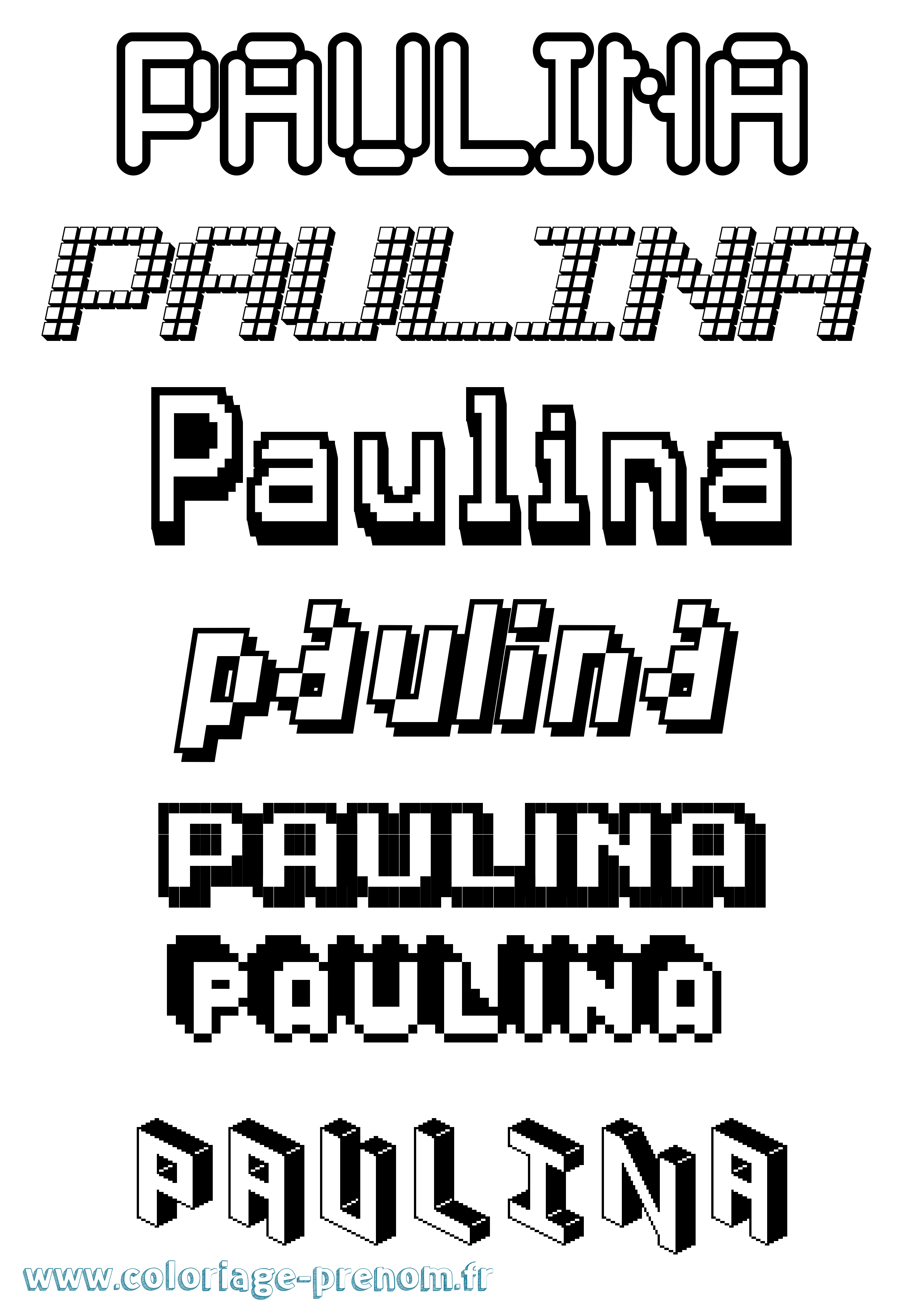Coloriage prénom Paulina Pixel