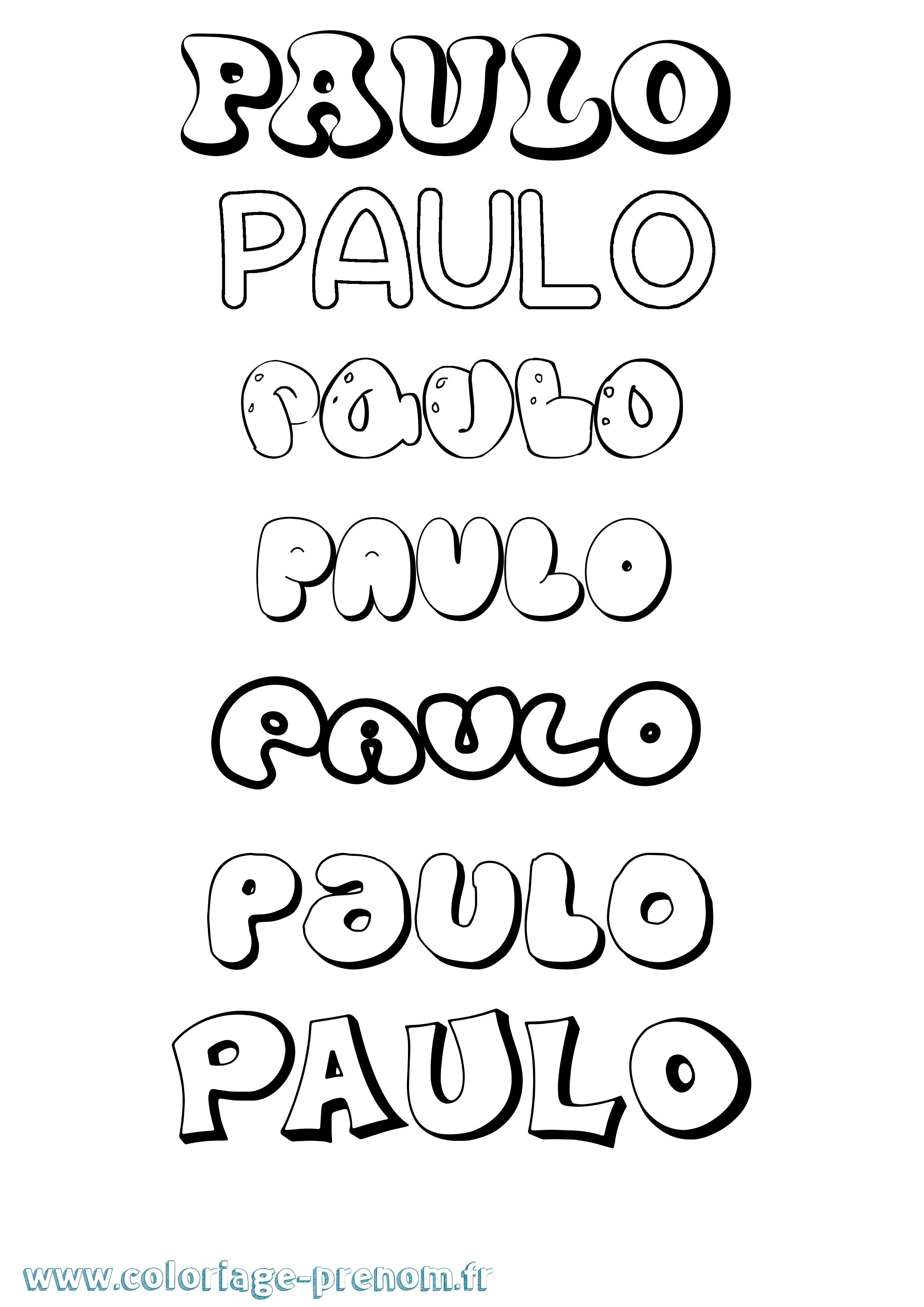 Coloriage prénom Paulo Bubble