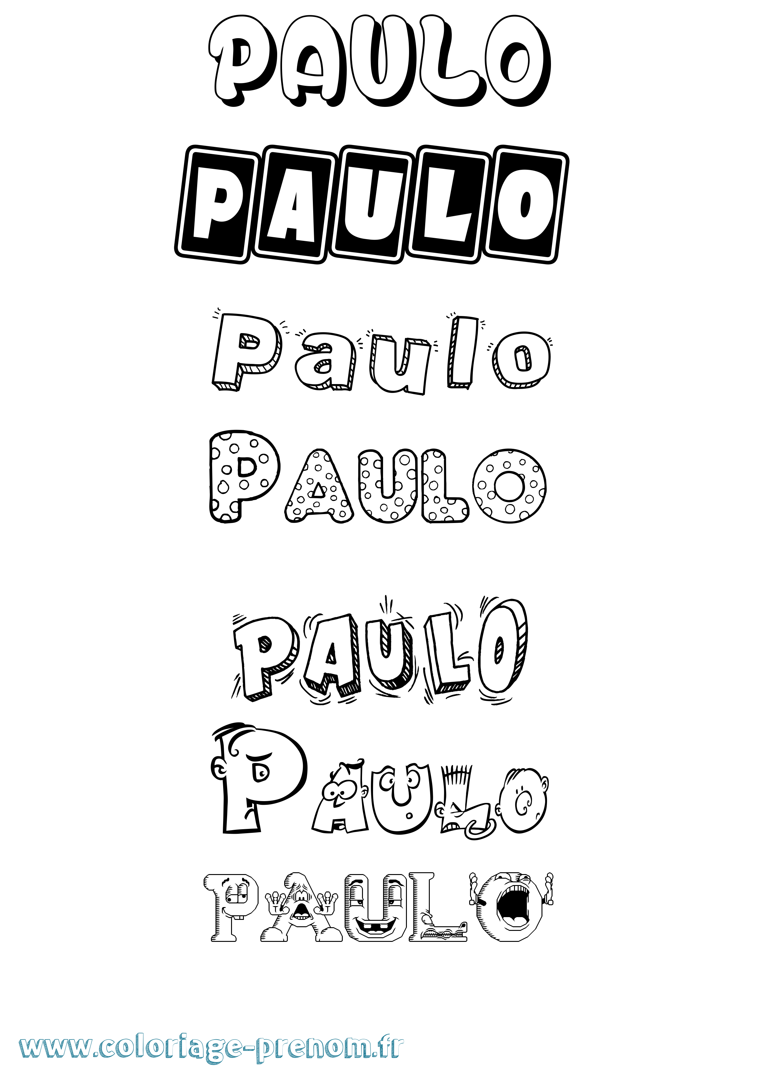 Coloriage prénom Paulo Fun