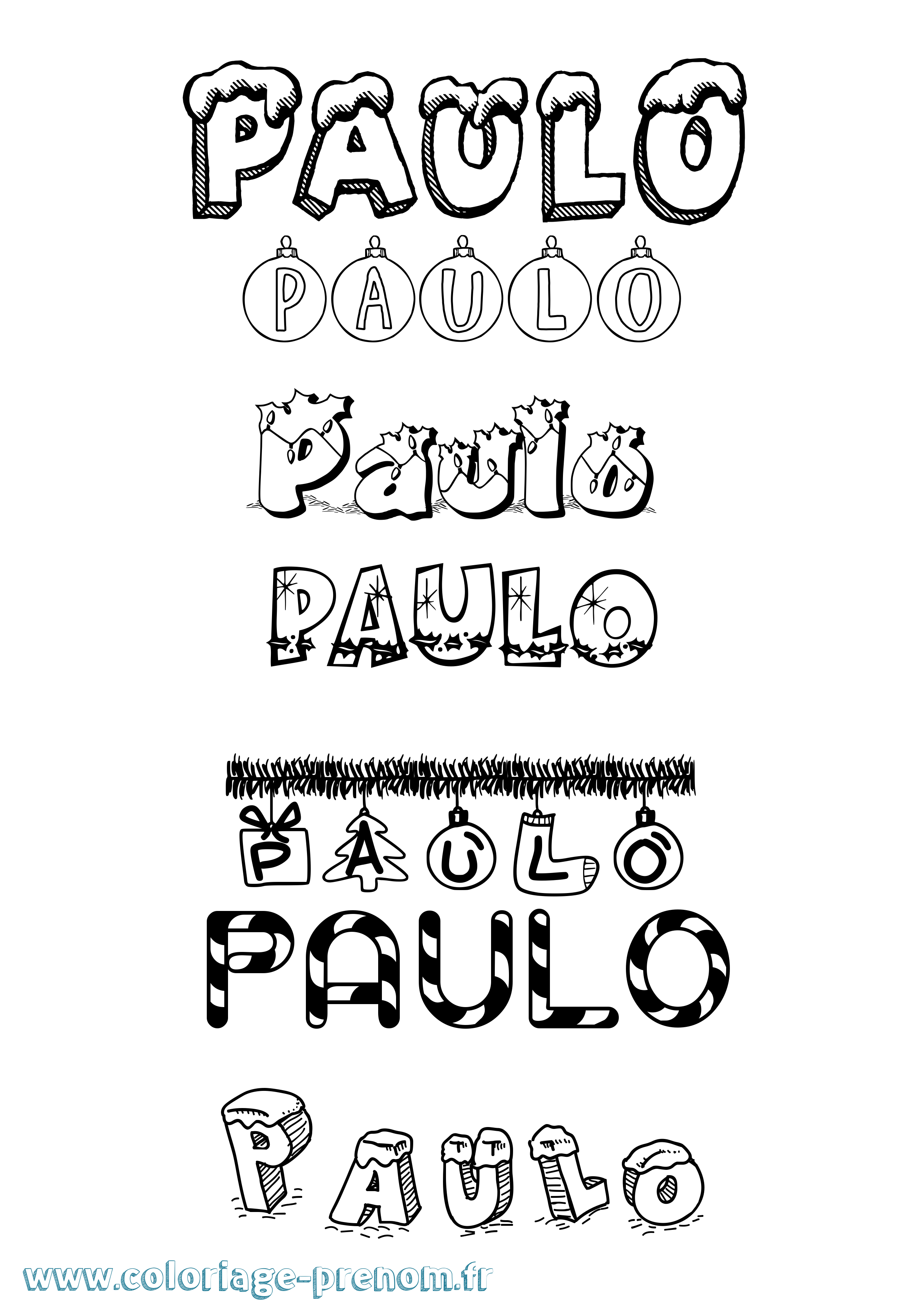 Coloriage prénom Paulo Noël