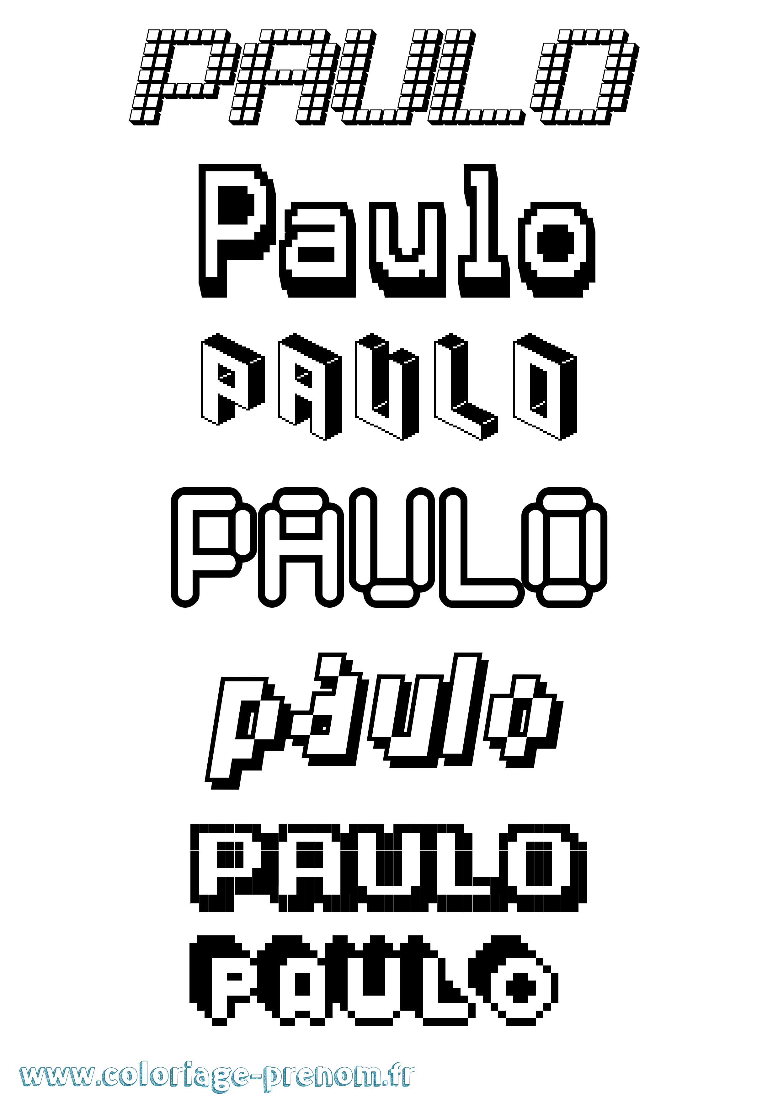 Coloriage prénom Paulo Pixel
