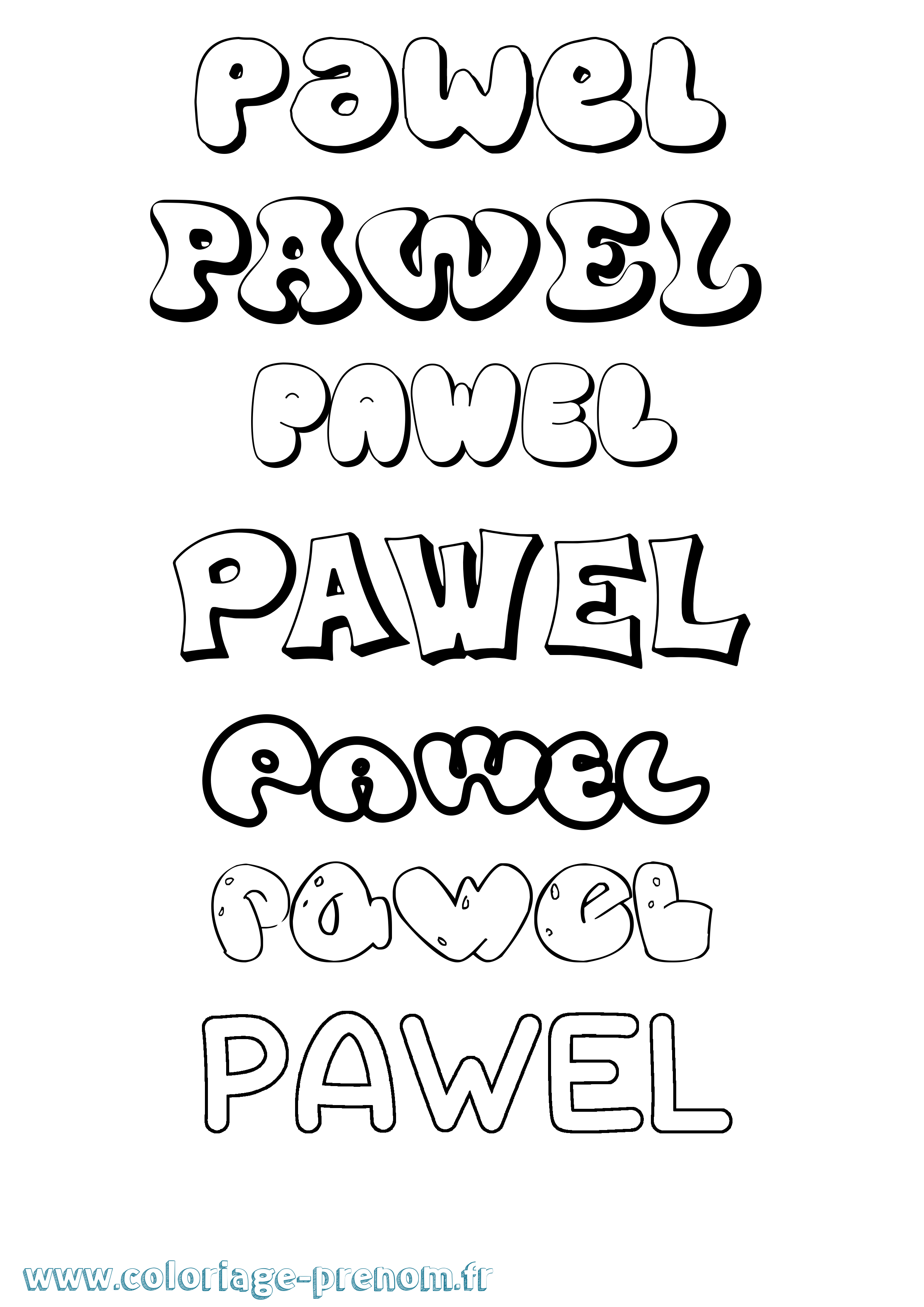 Coloriage Pawel Bubble Coloriage prénom Pawel Bubble