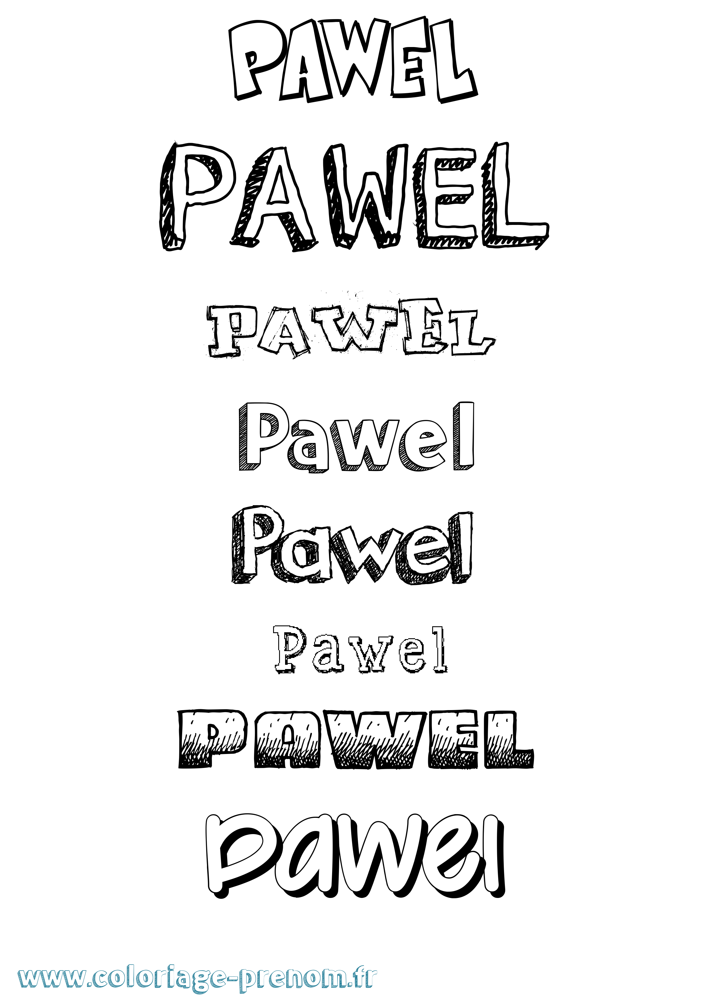 Coloriage Pawel Dessiné Coloriage prénom Pawel Dessiné