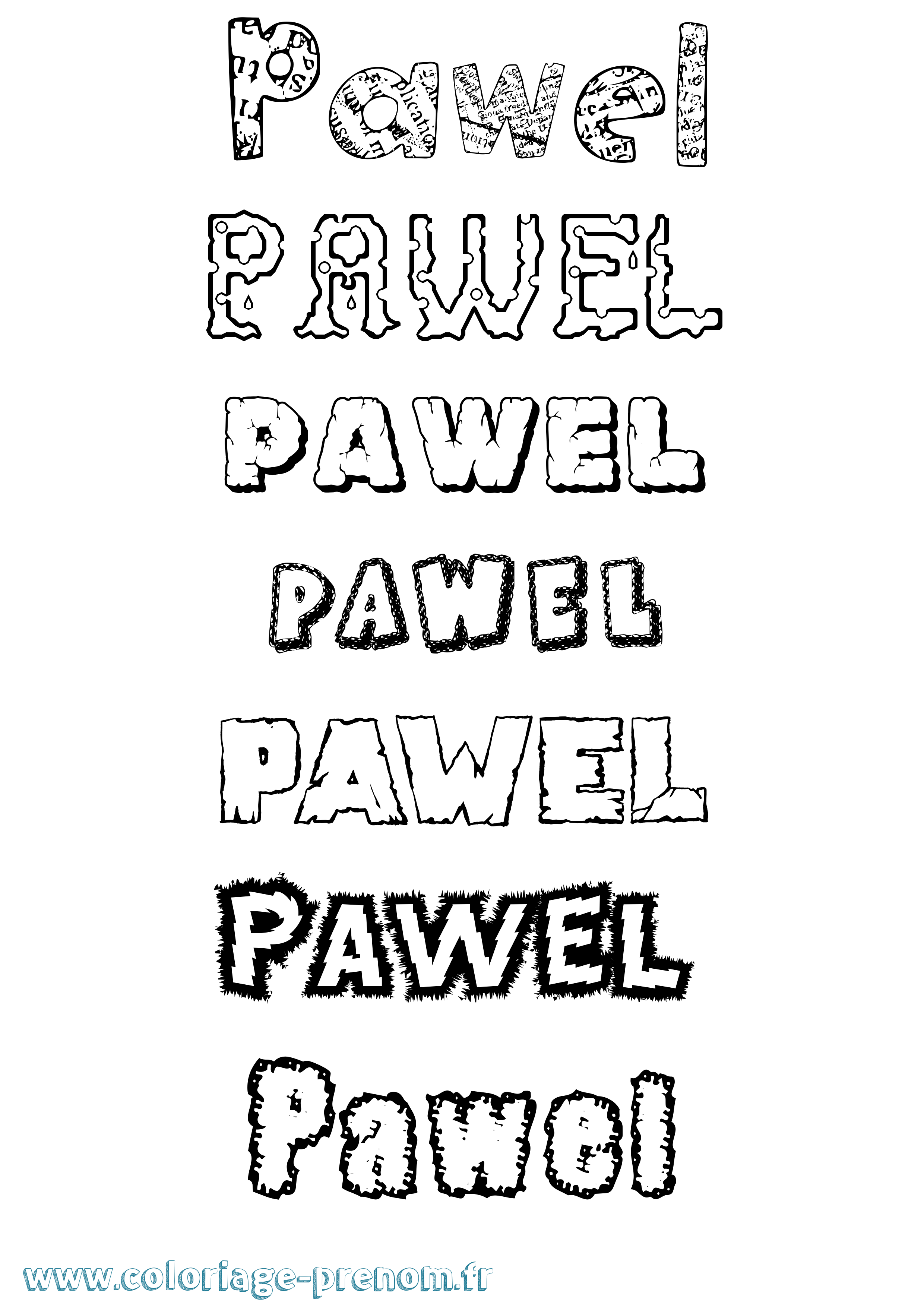 Coloriage Pawel Destructuré Coloriage prénom Pawel Destructuré