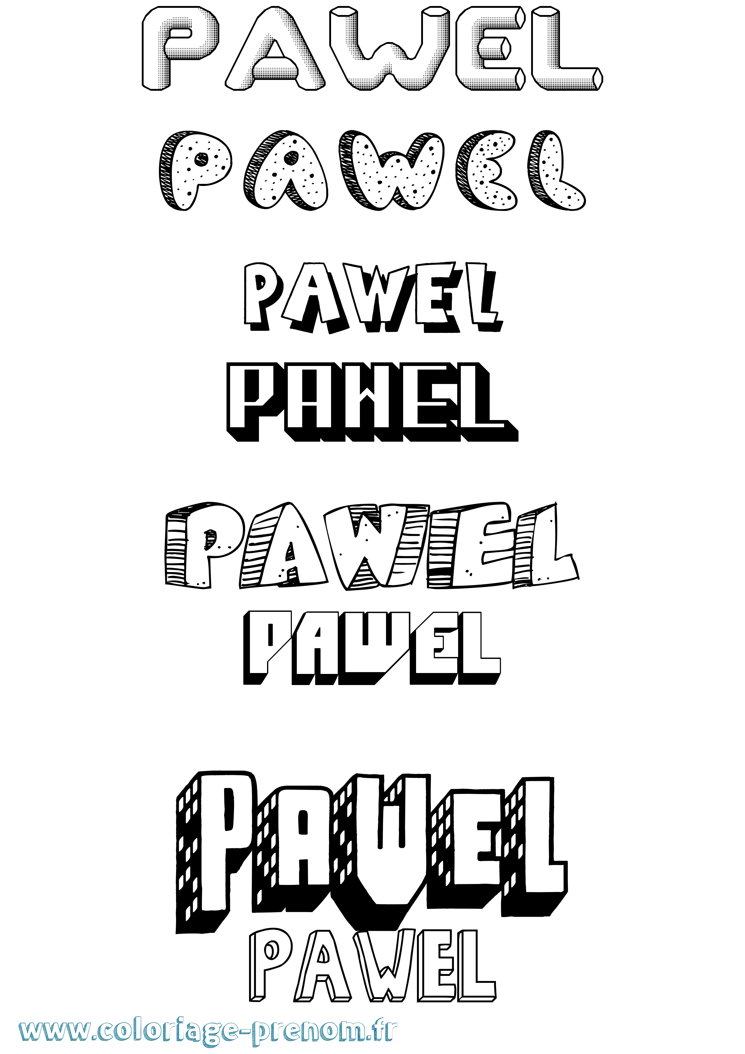 Coloriage Pawel Effet 3D Coloriage prénom Pawel Effet 3D