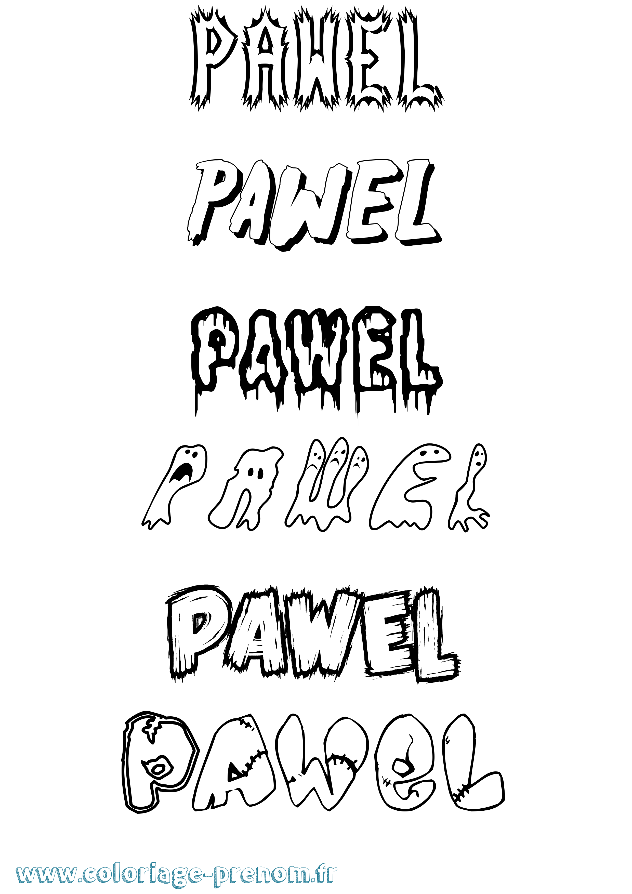 Coloriage Pawel Frisson Coloriage prénom Pawel Frisson