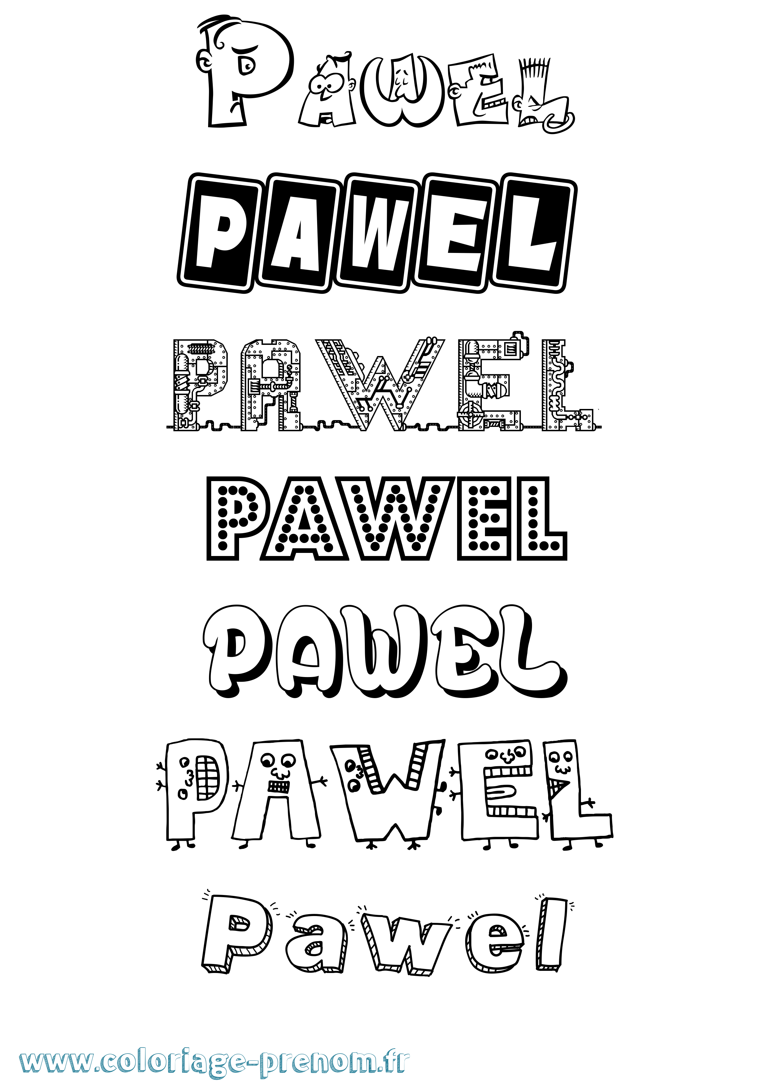 Coloriage Pawel Fun Coloriage prénom Pawel Fun