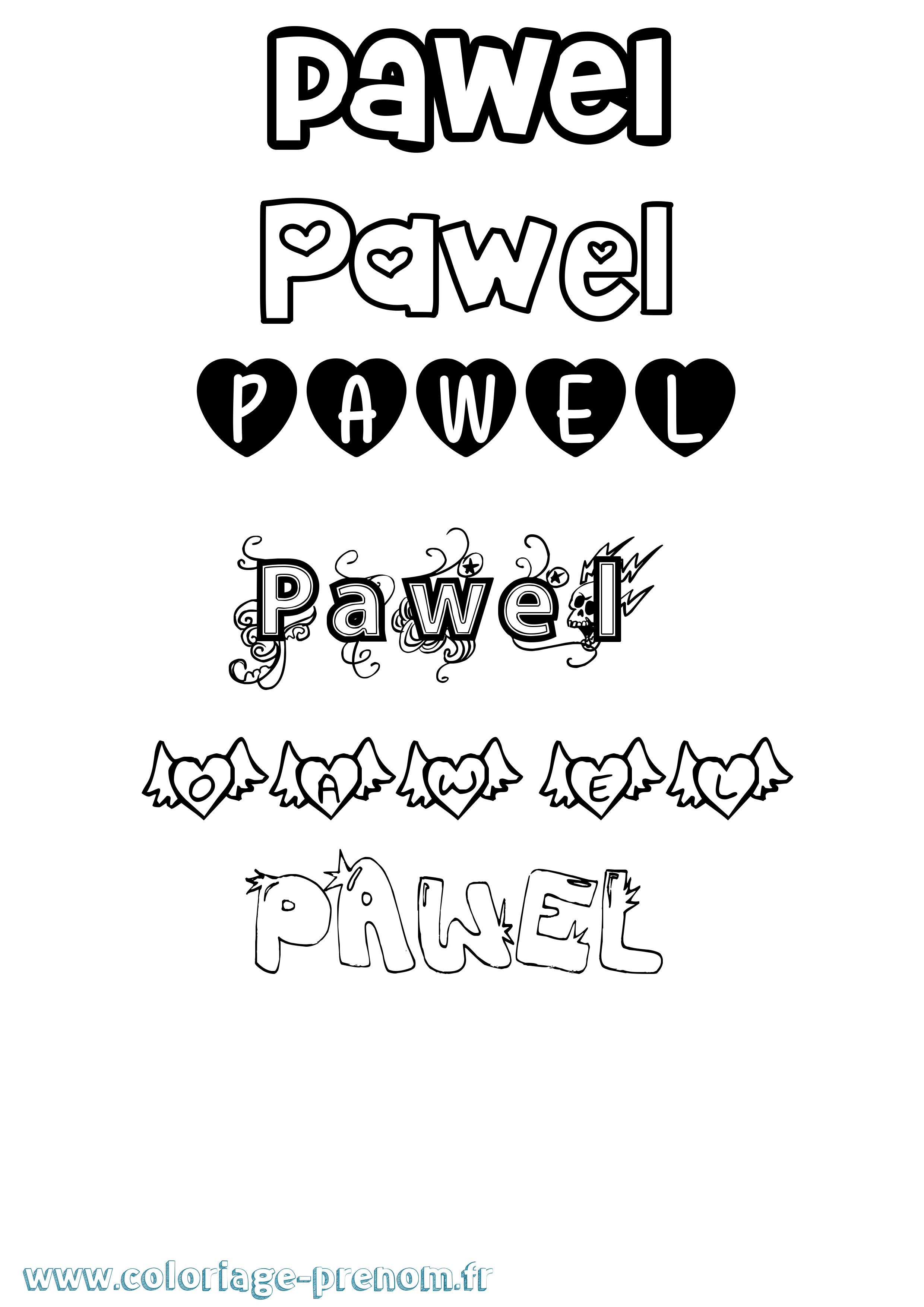 Coloriage Pawel Girly Coloriage prénom Pawel Girly