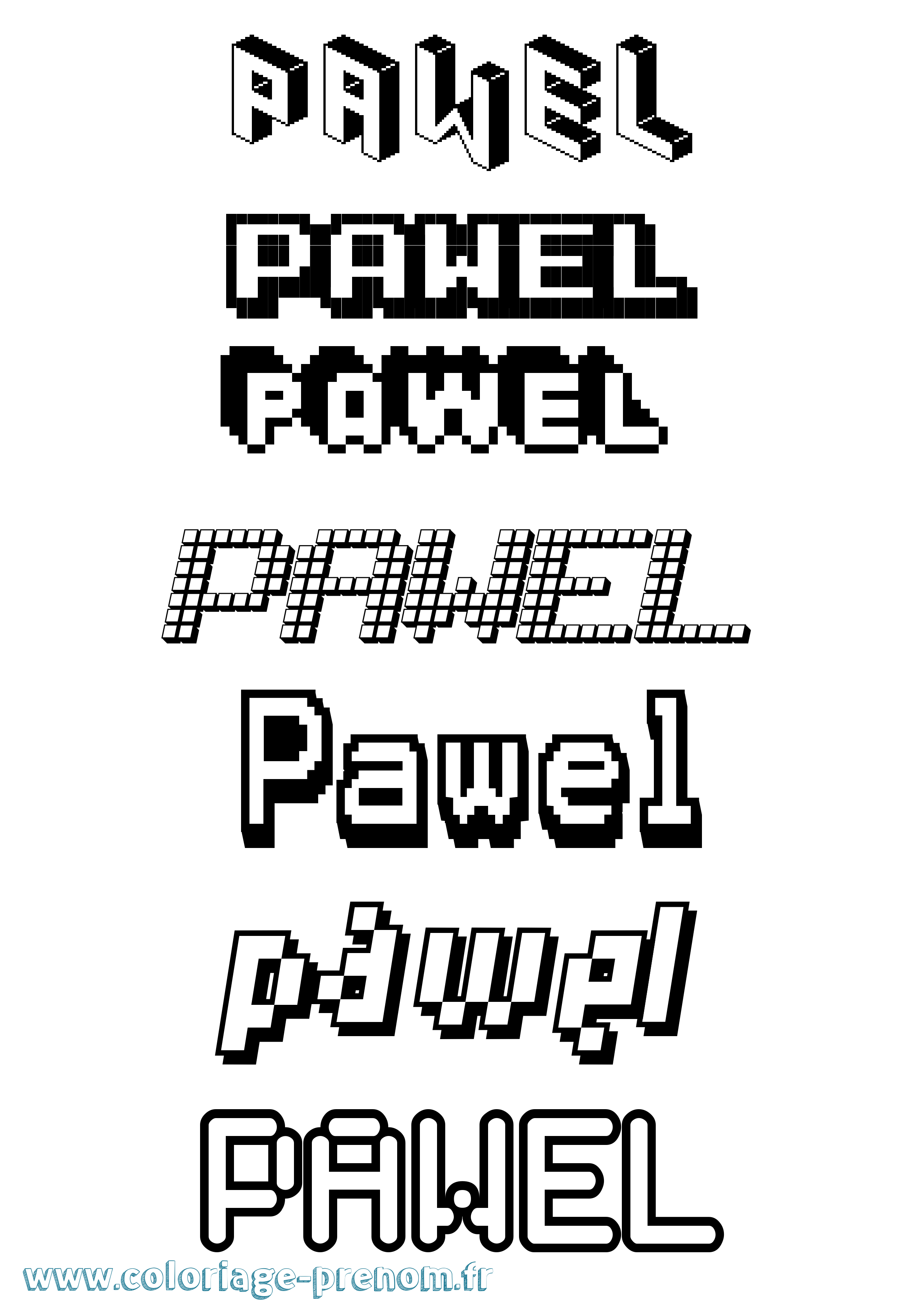Coloriage Pawel Pixel Coloriage prénom Pawel Pixel