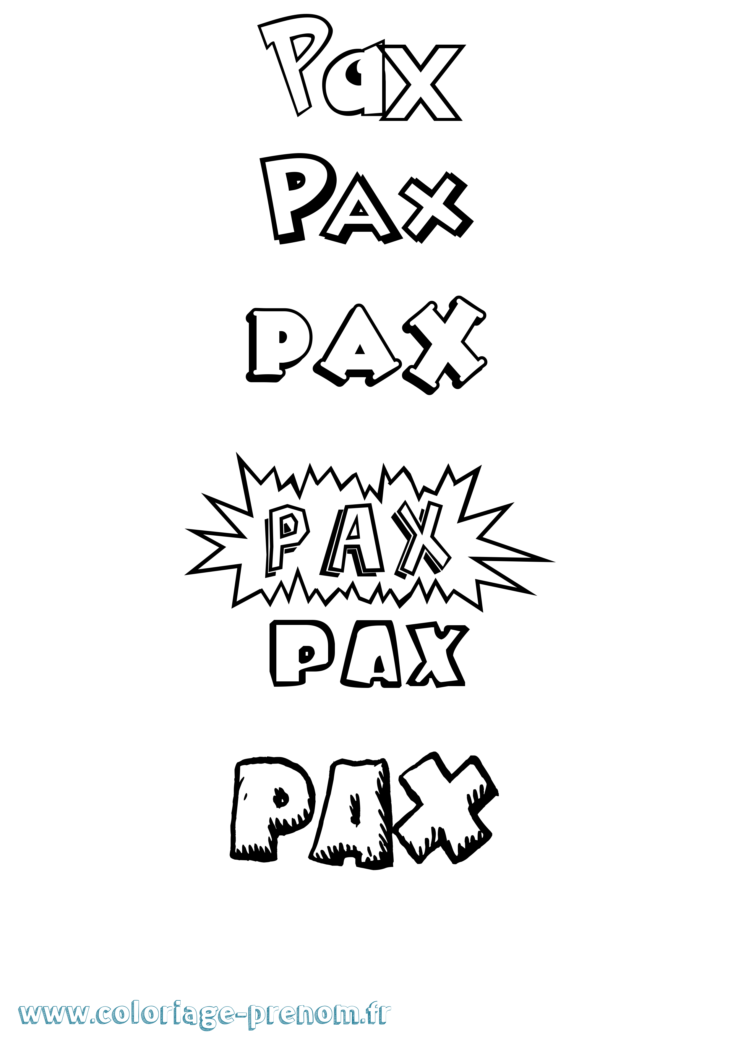 Coloriage prénom Pax Dessin Animé