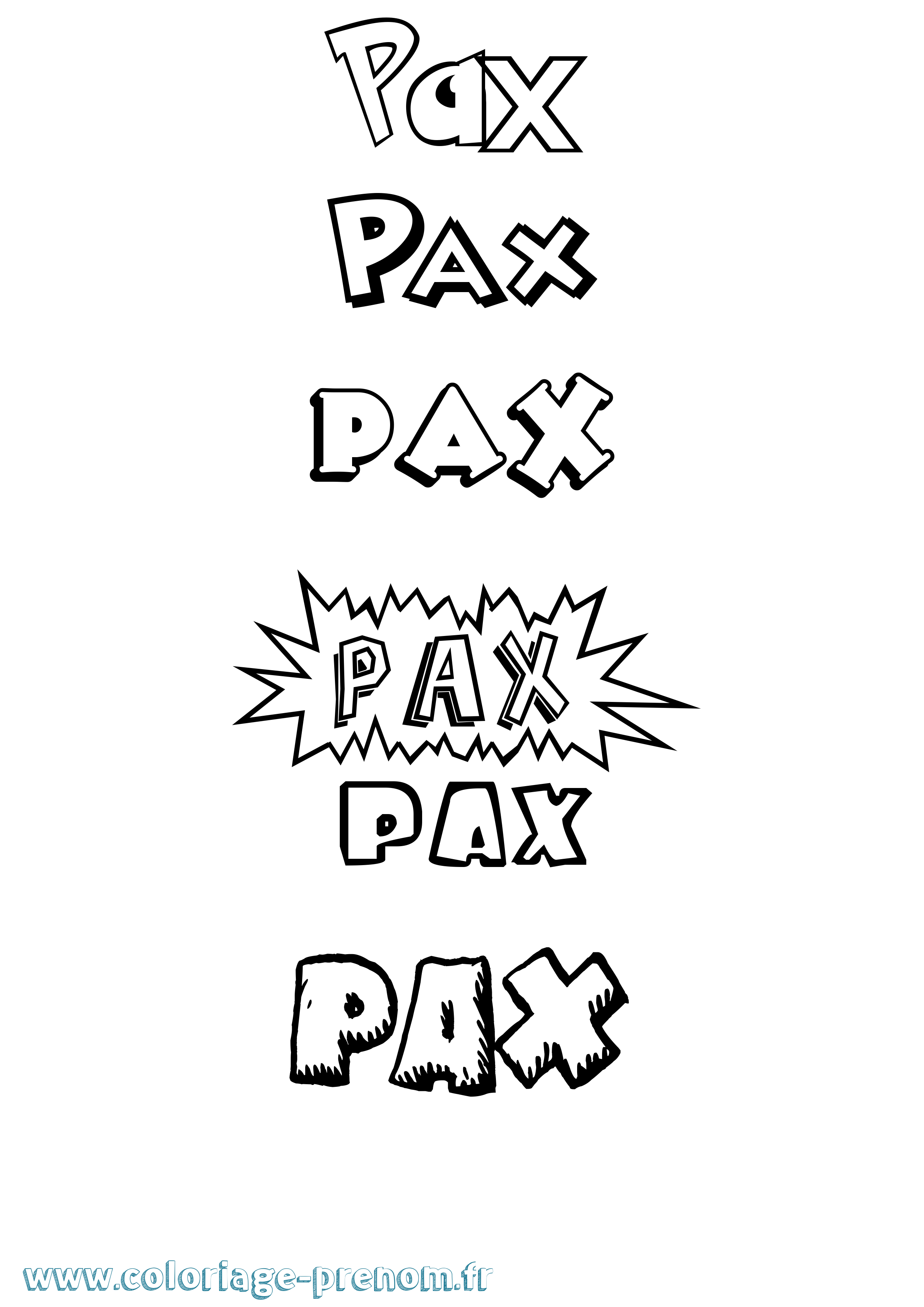 Coloriage Pax Dessin Animé Coloriage prénom Pax Dessin Animé