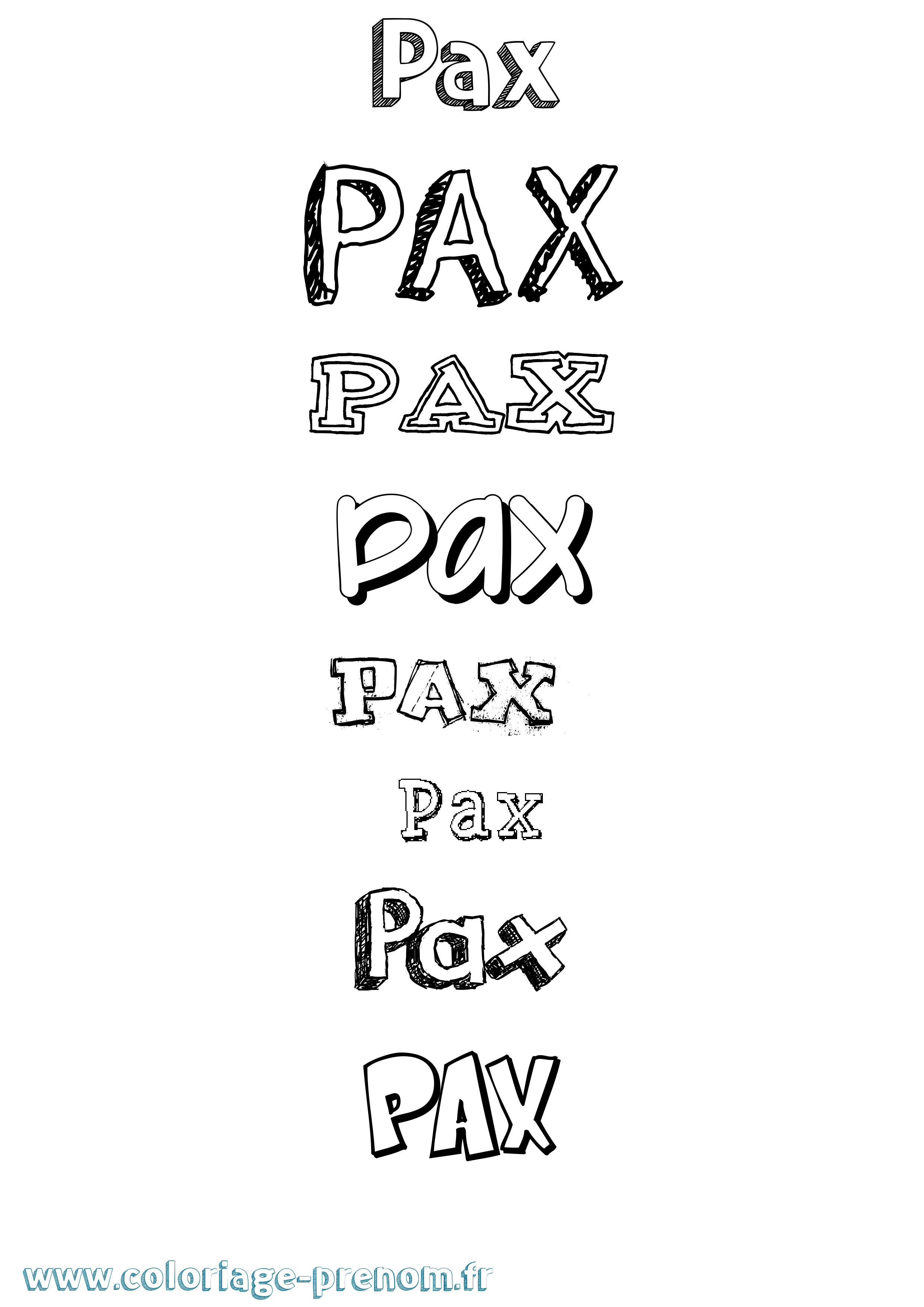 Coloriage prénom Pax Dessiné