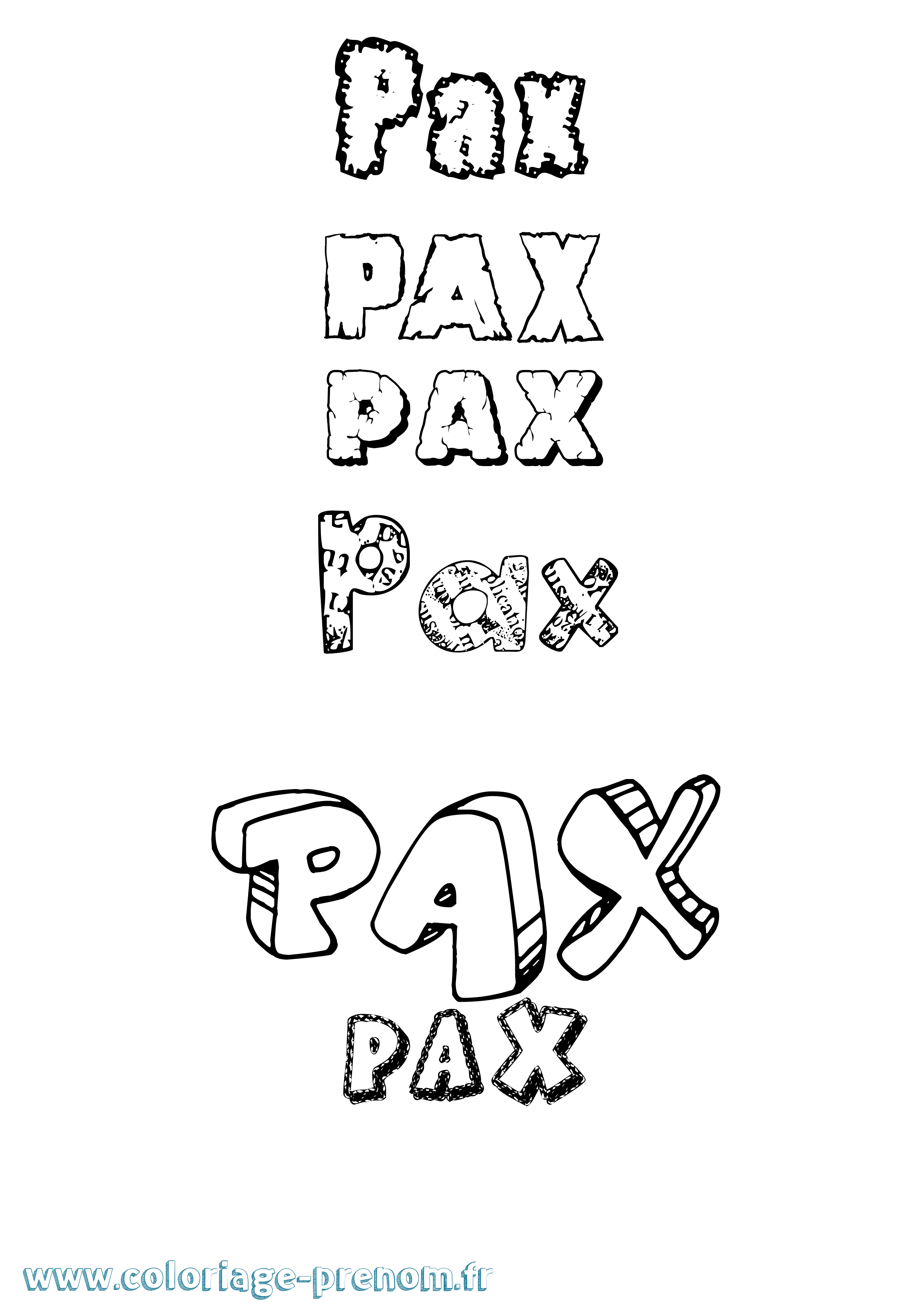 Coloriage Pax Destructuré Coloriage prénom Pax Destructuré