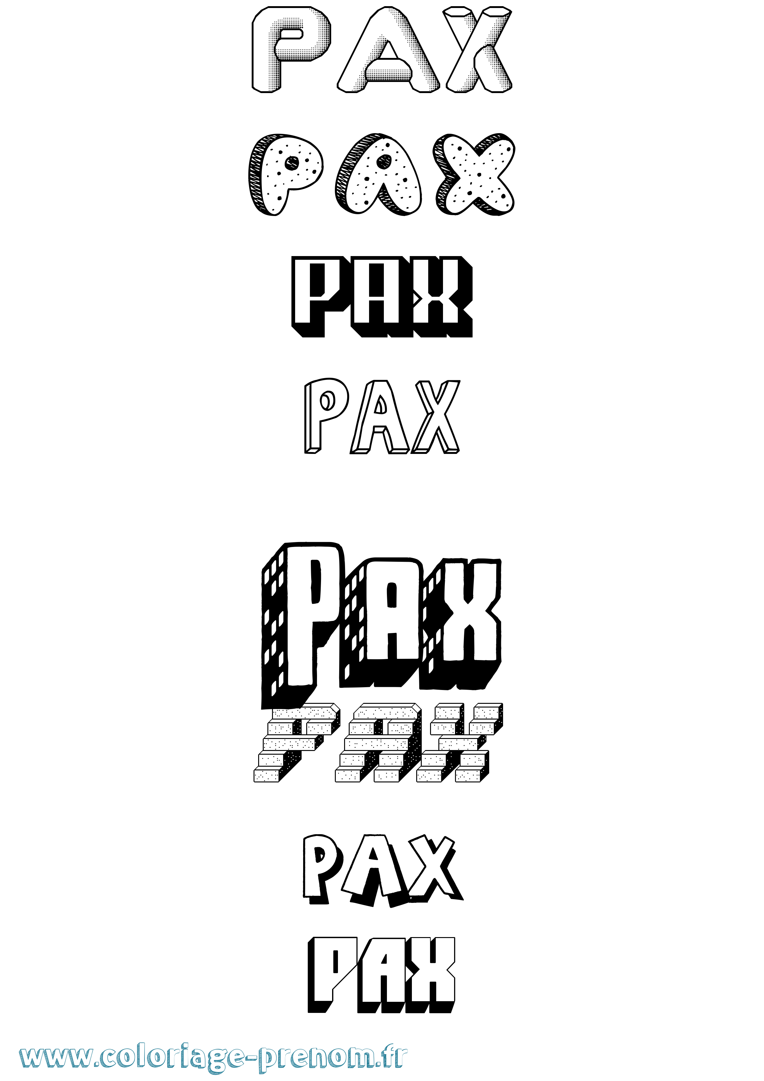 Coloriage prénom Pax Effet 3D