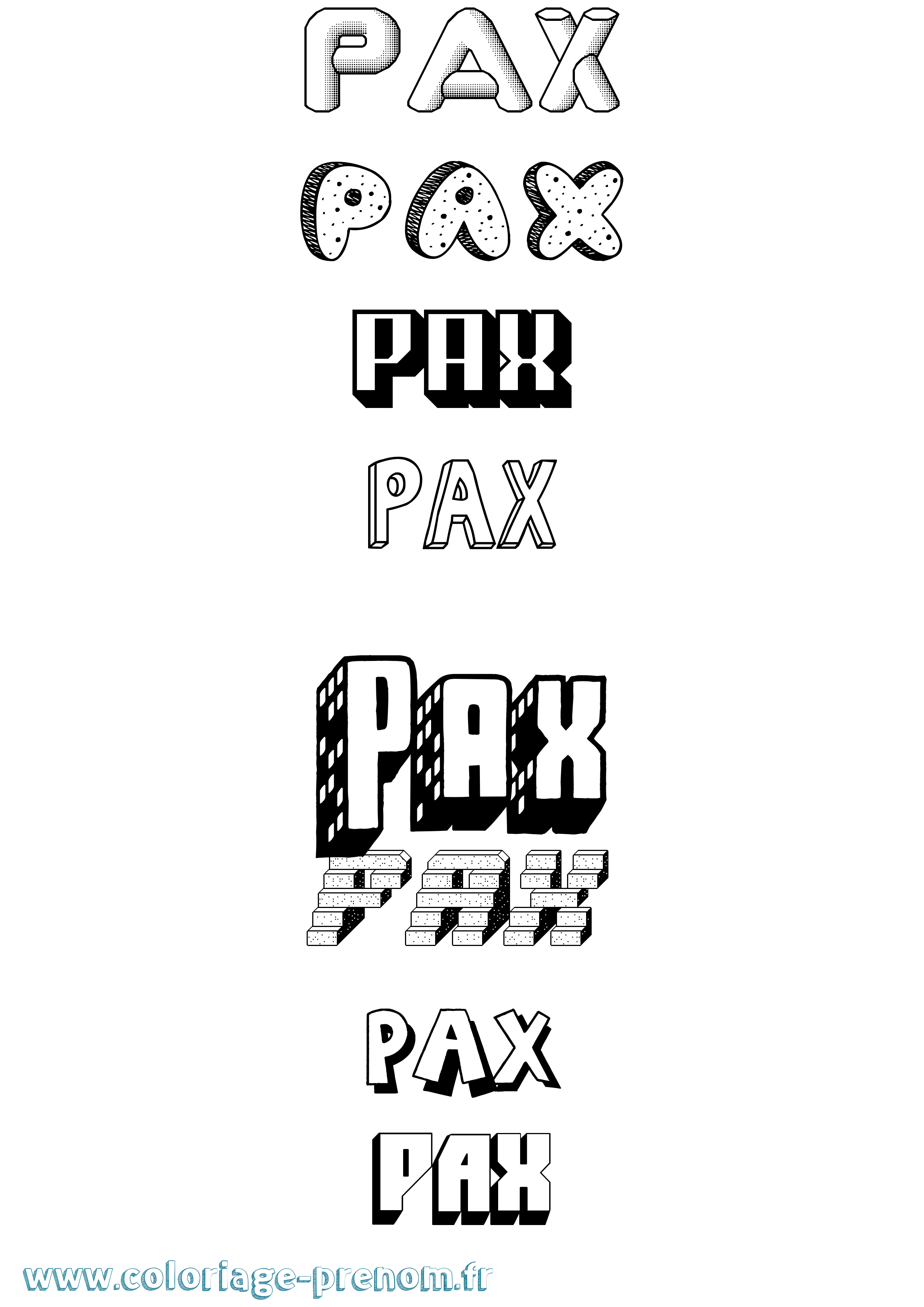 Coloriage Pax Effet 3D Coloriage prénom Pax Effet 3D